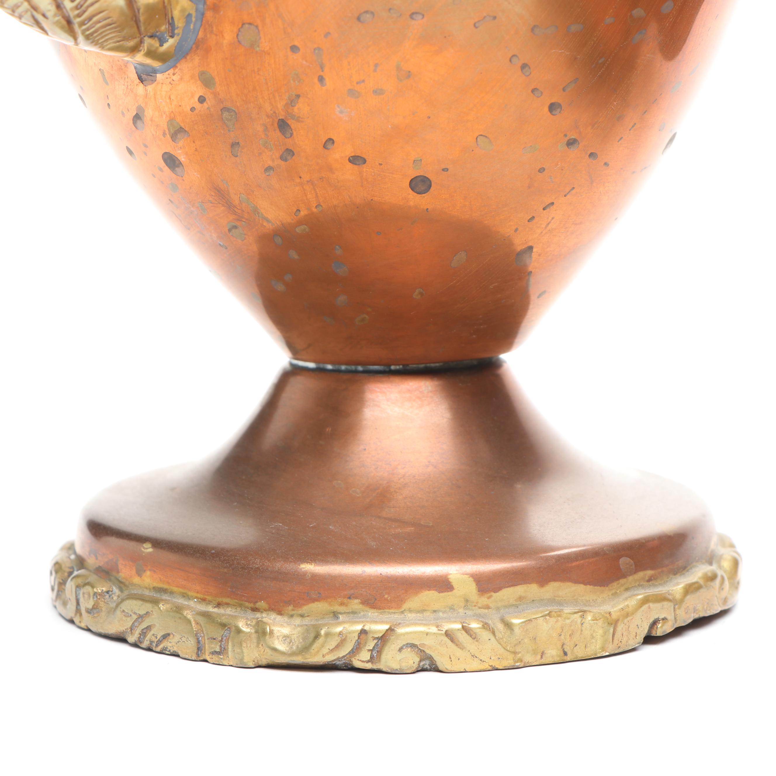 Anglo Indian Style Copper and Brass Tea Set, 20th Century