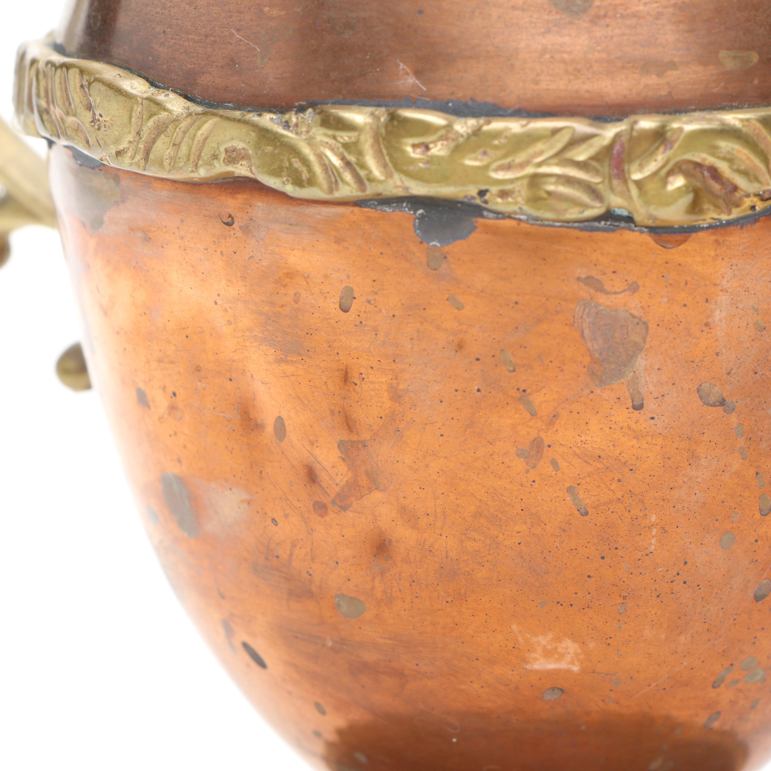 Anglo Indian Style Copper and Brass Tea Set, 20th Century