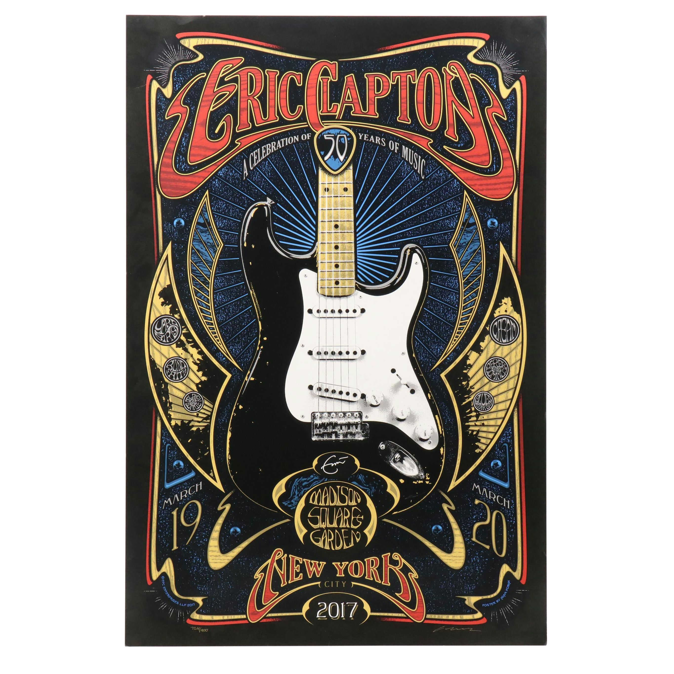 Eric Clapton Serigraph Concert Poster for Madison Square Garden, 2017