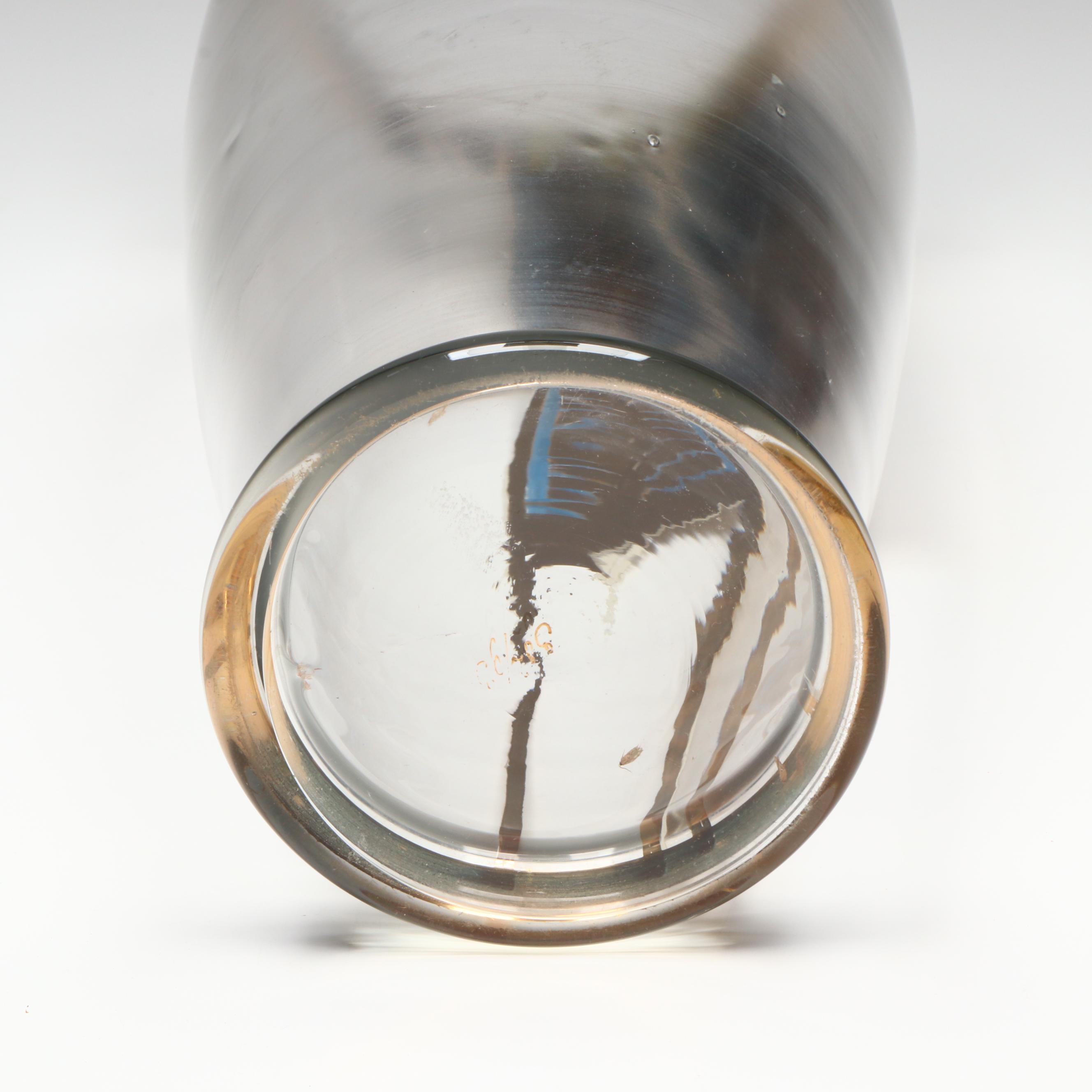 Bohemian Art Deco Style Hand-Painted Art Glass Vase