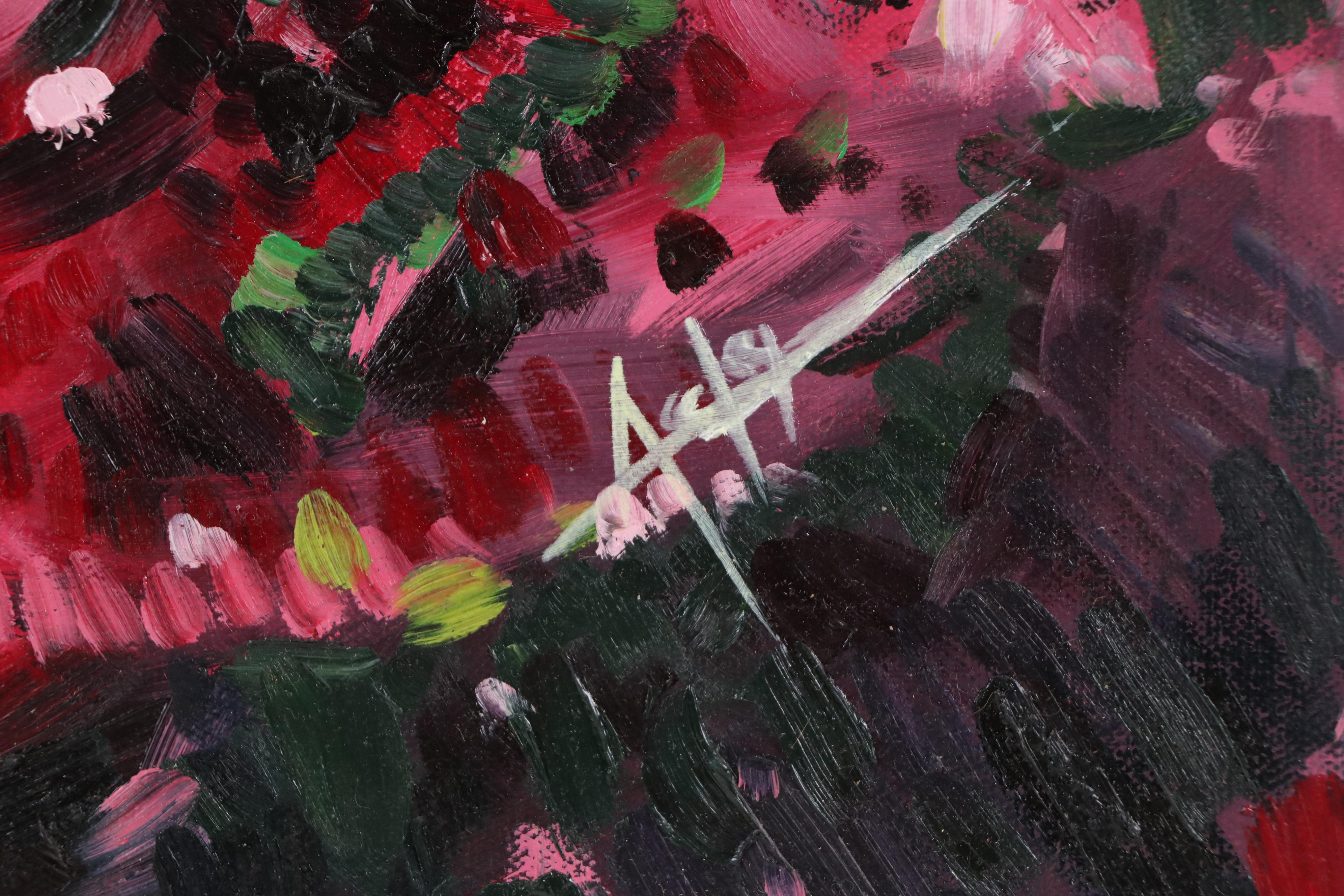 Adedotun Adesida Abstract Acrylic Painting in Pink and Green, 21st Century