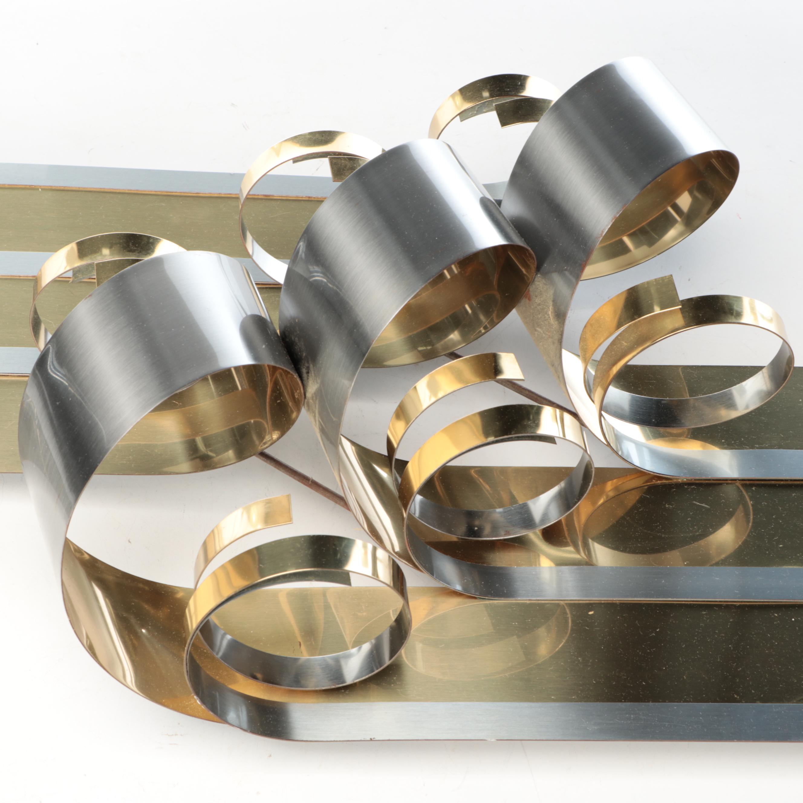 Brass and Metal Curled Ribbon Wall Décor