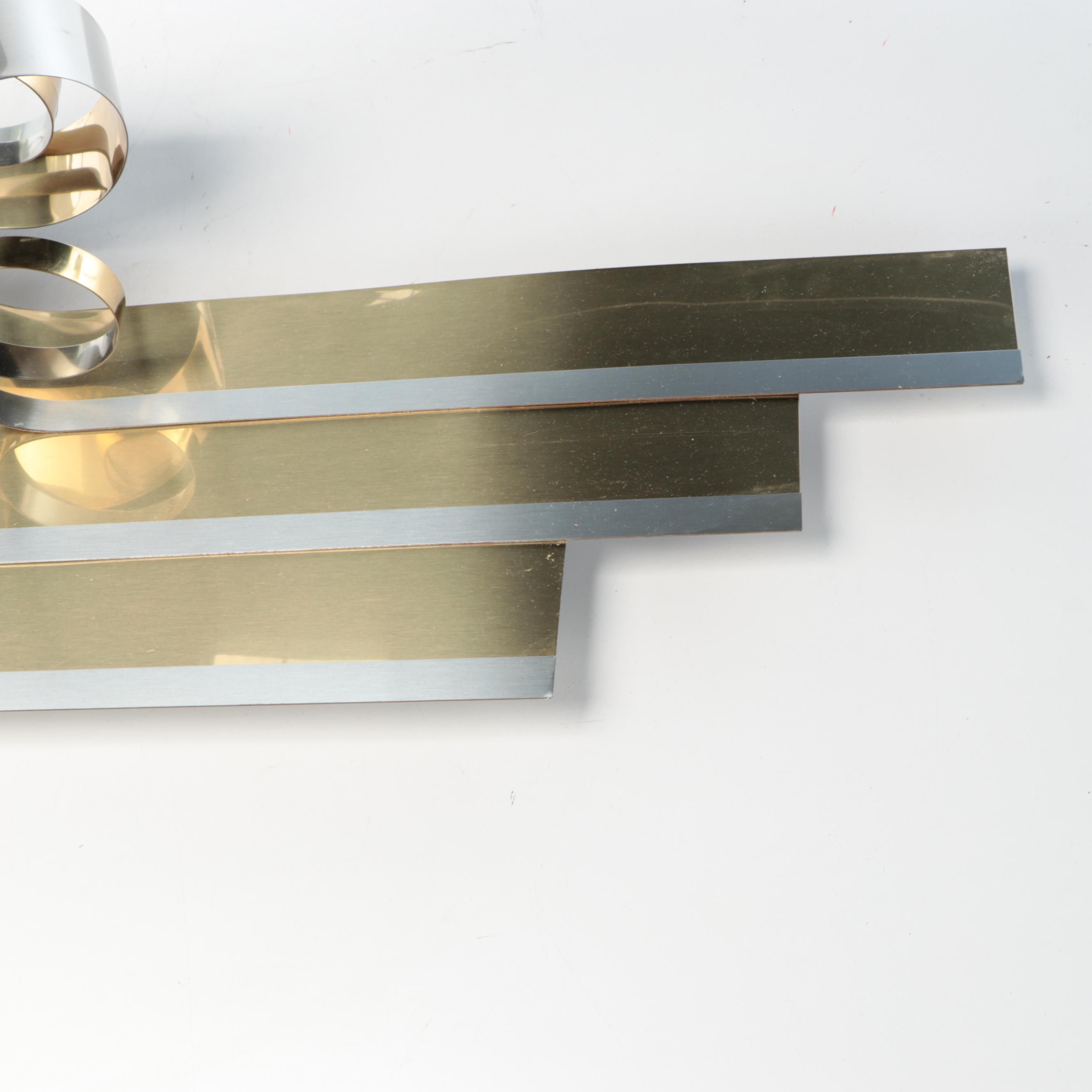 Brass and Metal Curled Ribbon Wall Décor