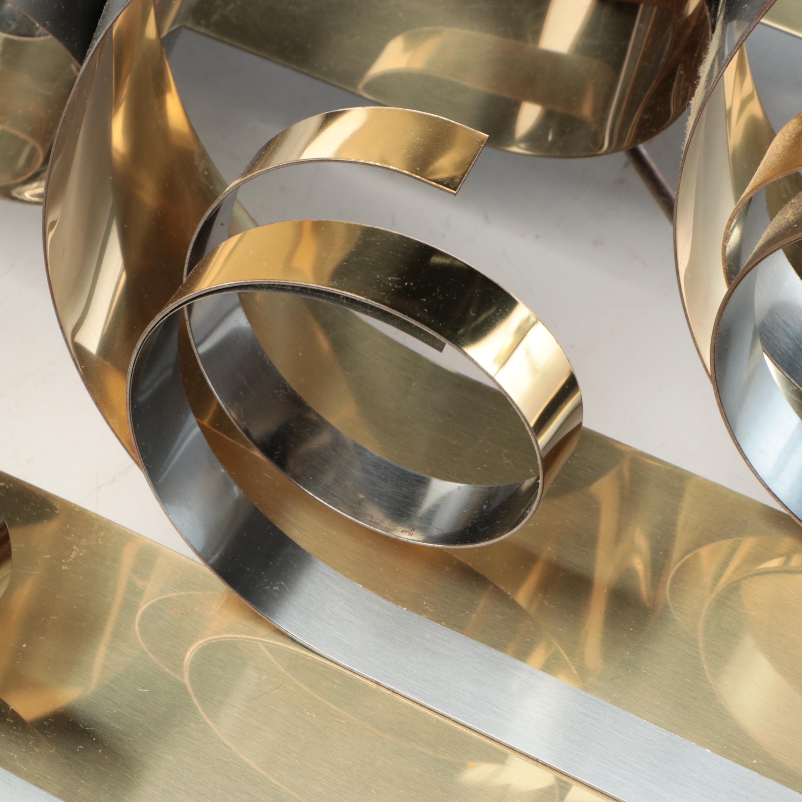 Brass and Metal Curled Ribbon Wall Décor