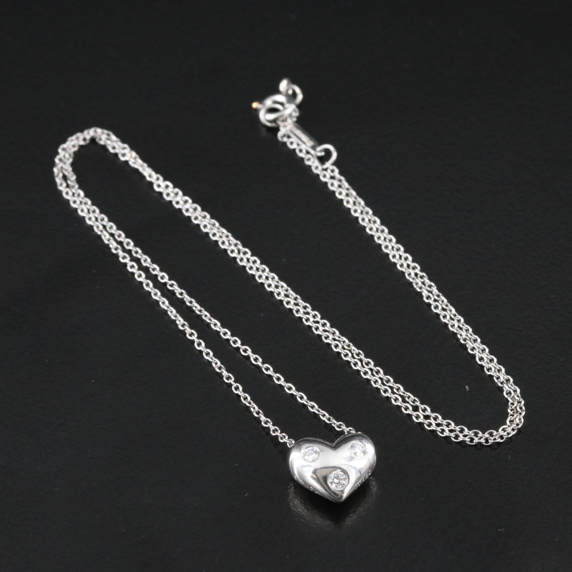Tiffany & Co. Etoile Platinum and Diamond Heart Necklace