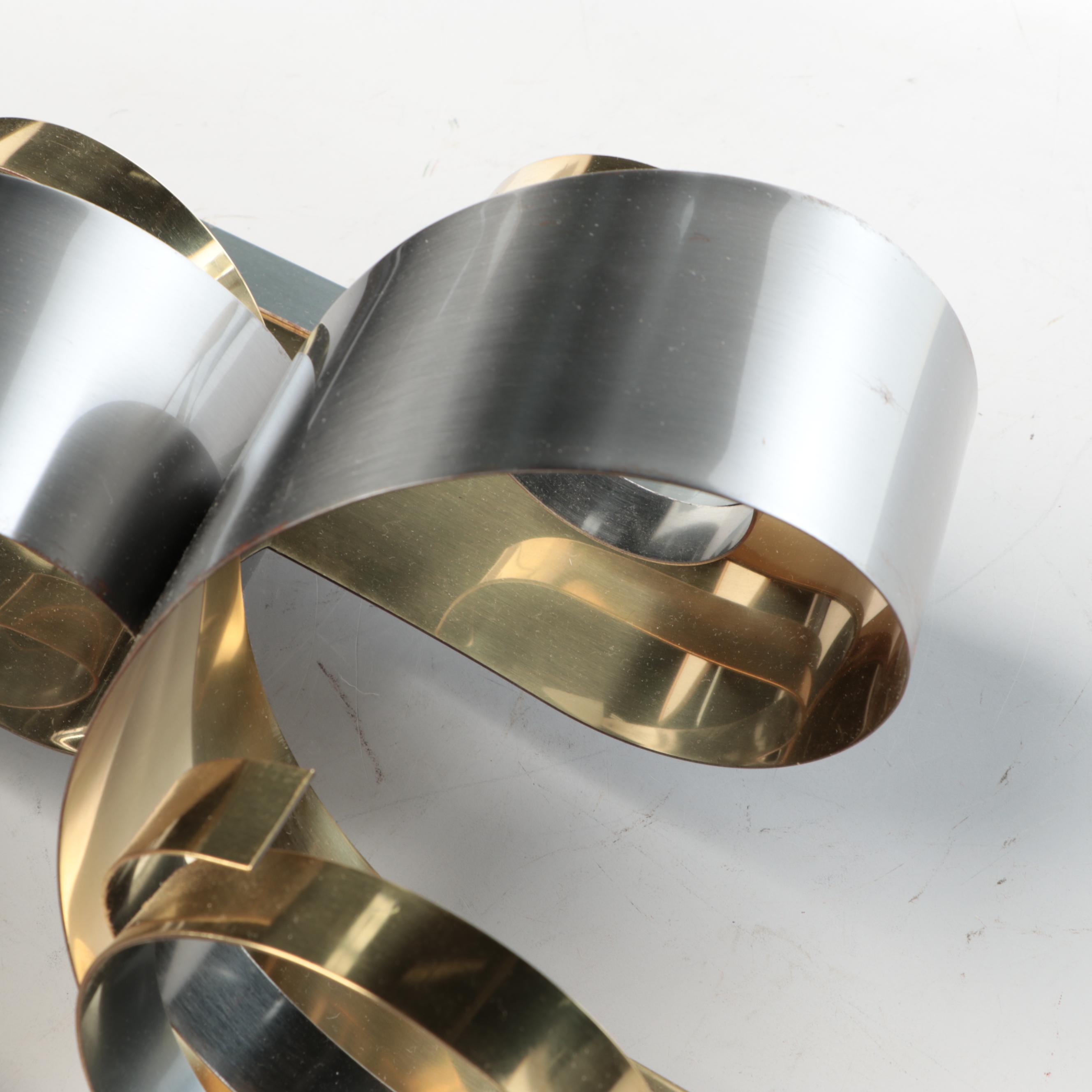 Brass and Metal Curled Ribbon Wall Décor