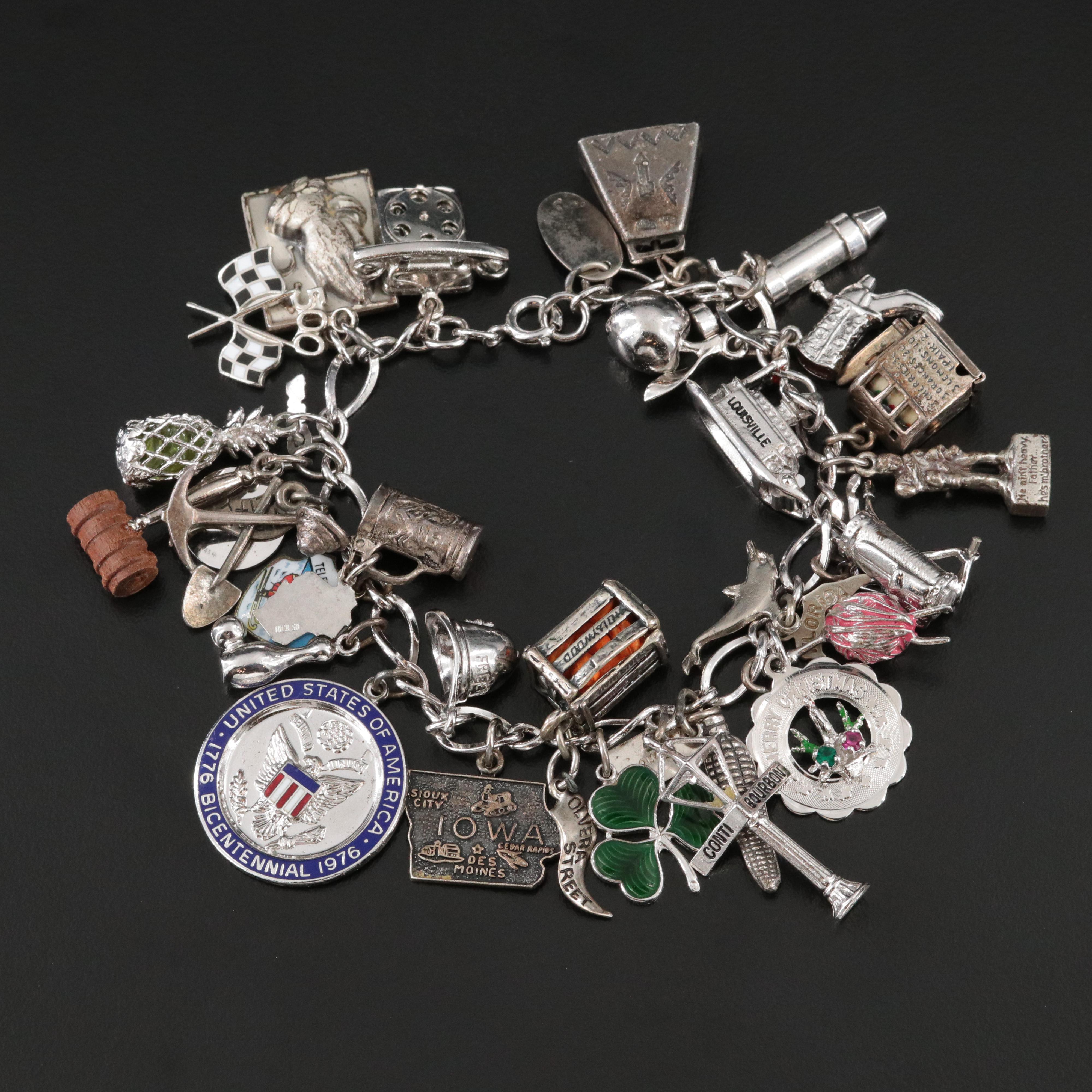 Vintage Charm Bracelet Including Sterling