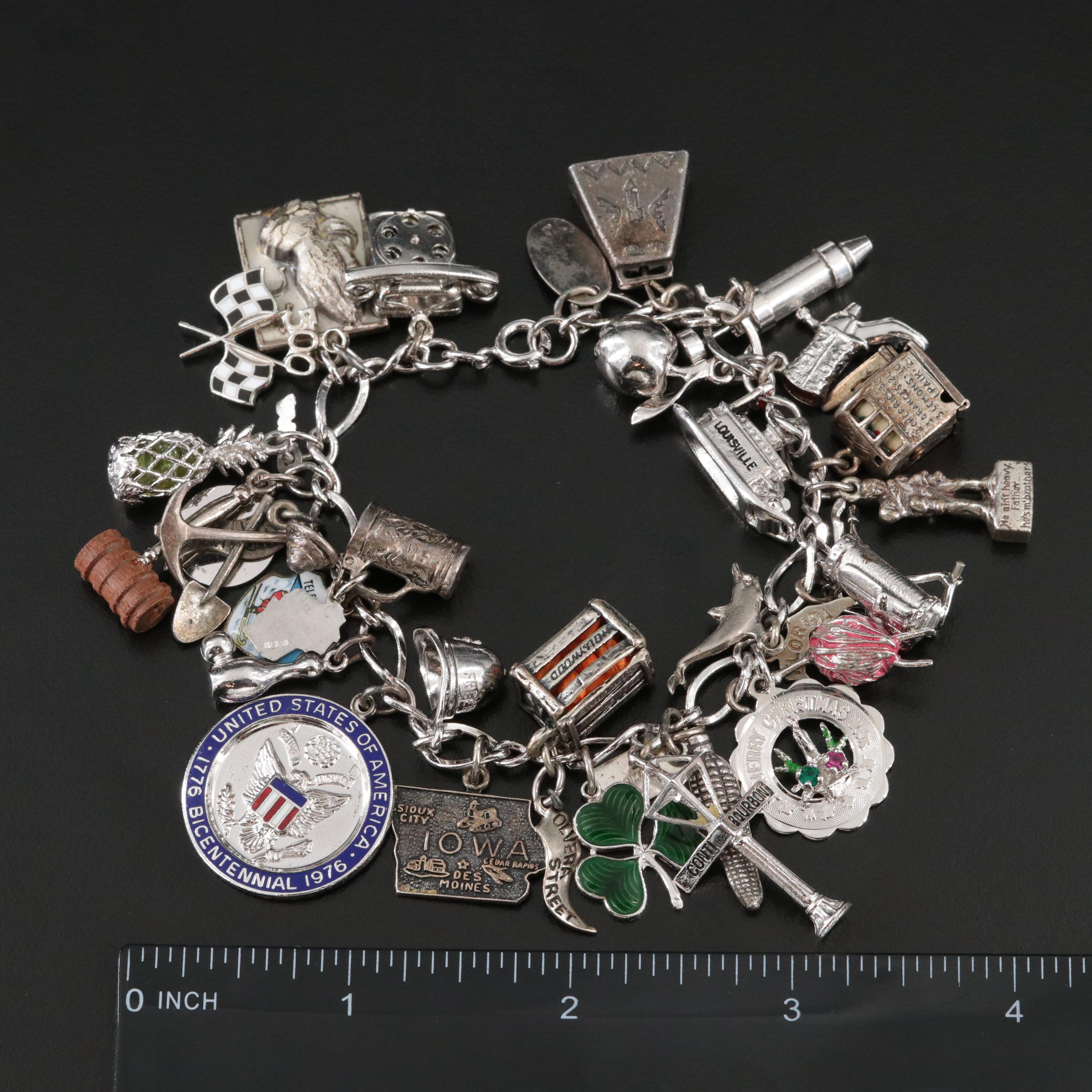 Vintage Charm Bracelet Including Sterling