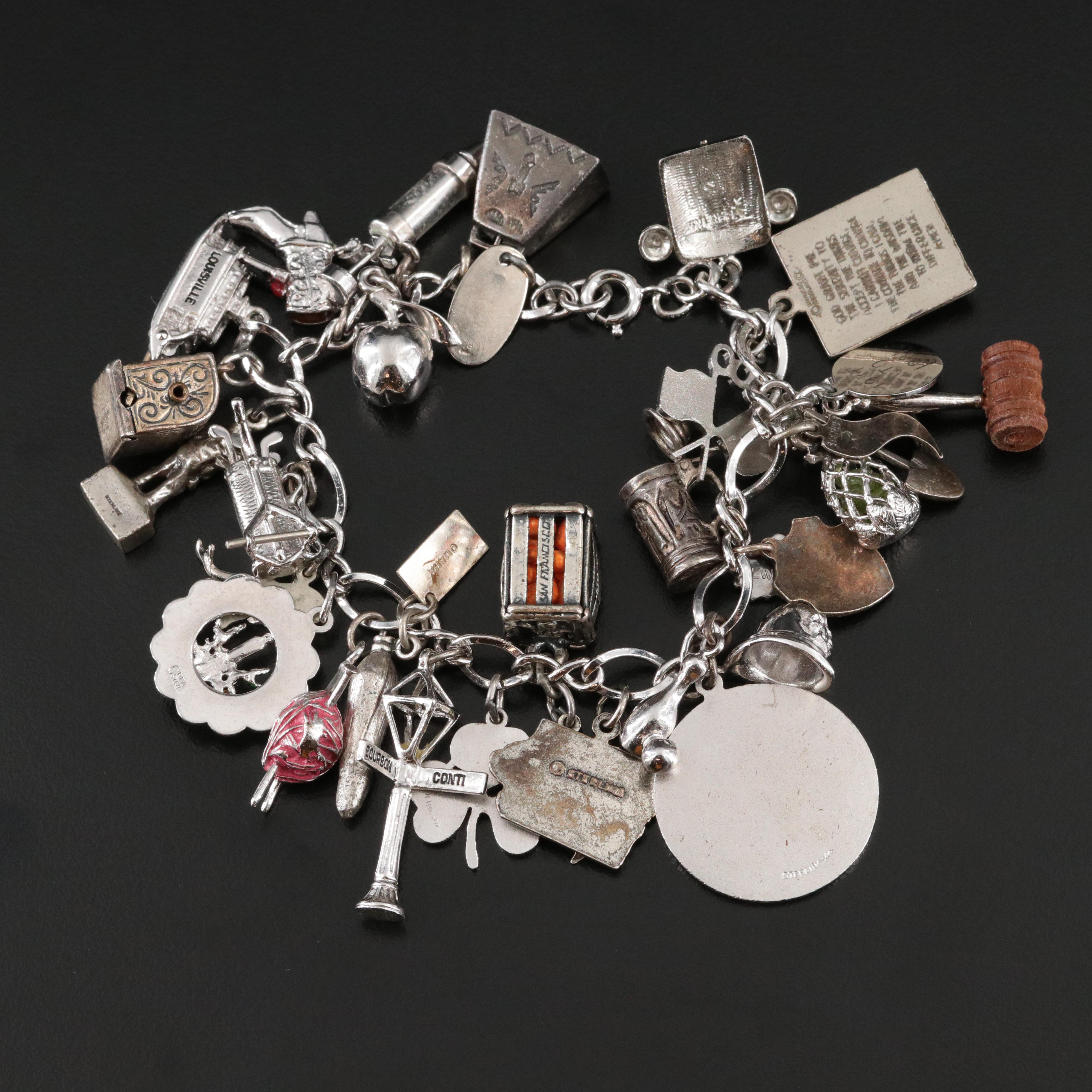 Vintage Charm Bracelet Including Sterling