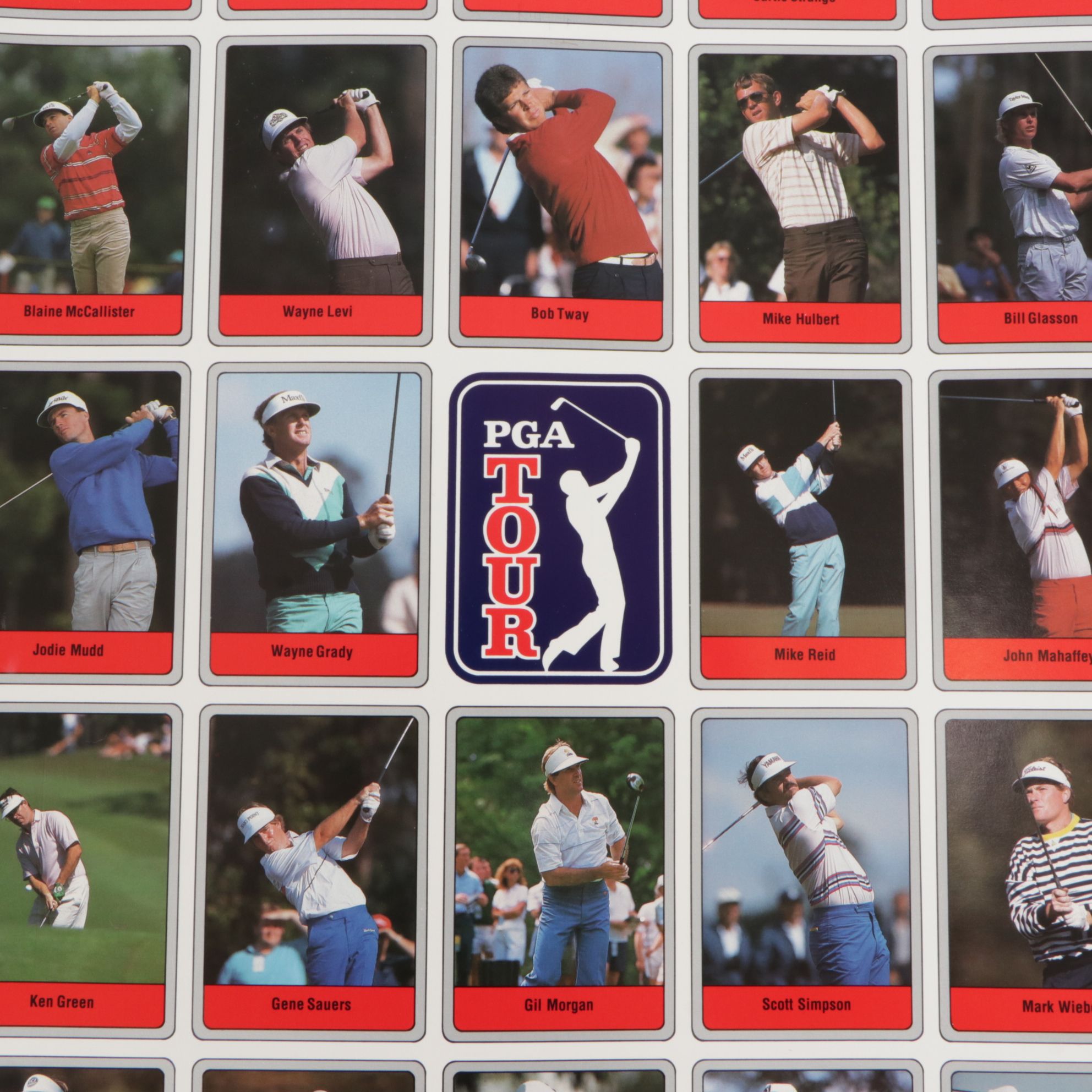 Four Identical 1990 Two-Sided PGA Tour Trading Card Posters