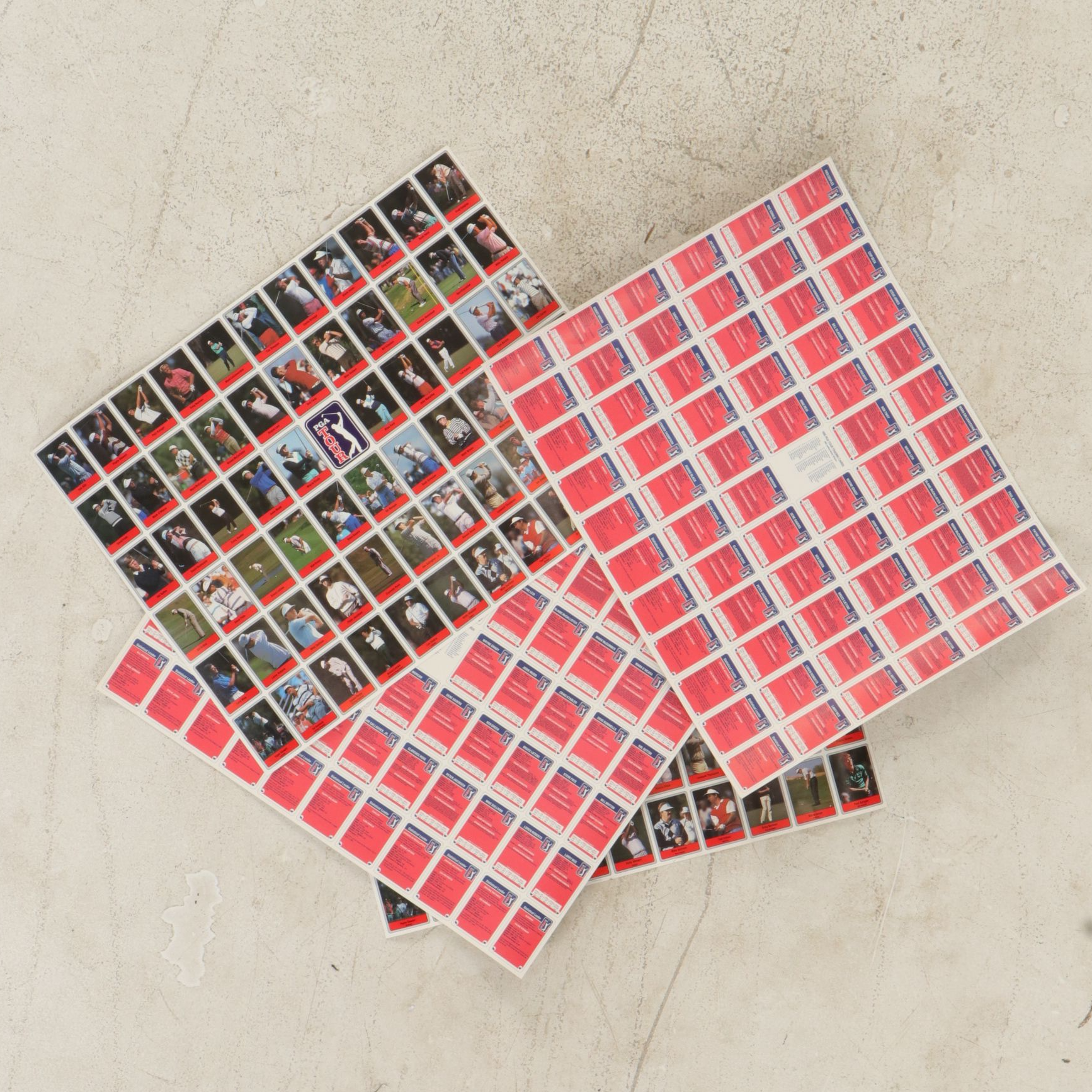 Four Identical 1990 Two-Sided PGA Tour Trading Card Posters