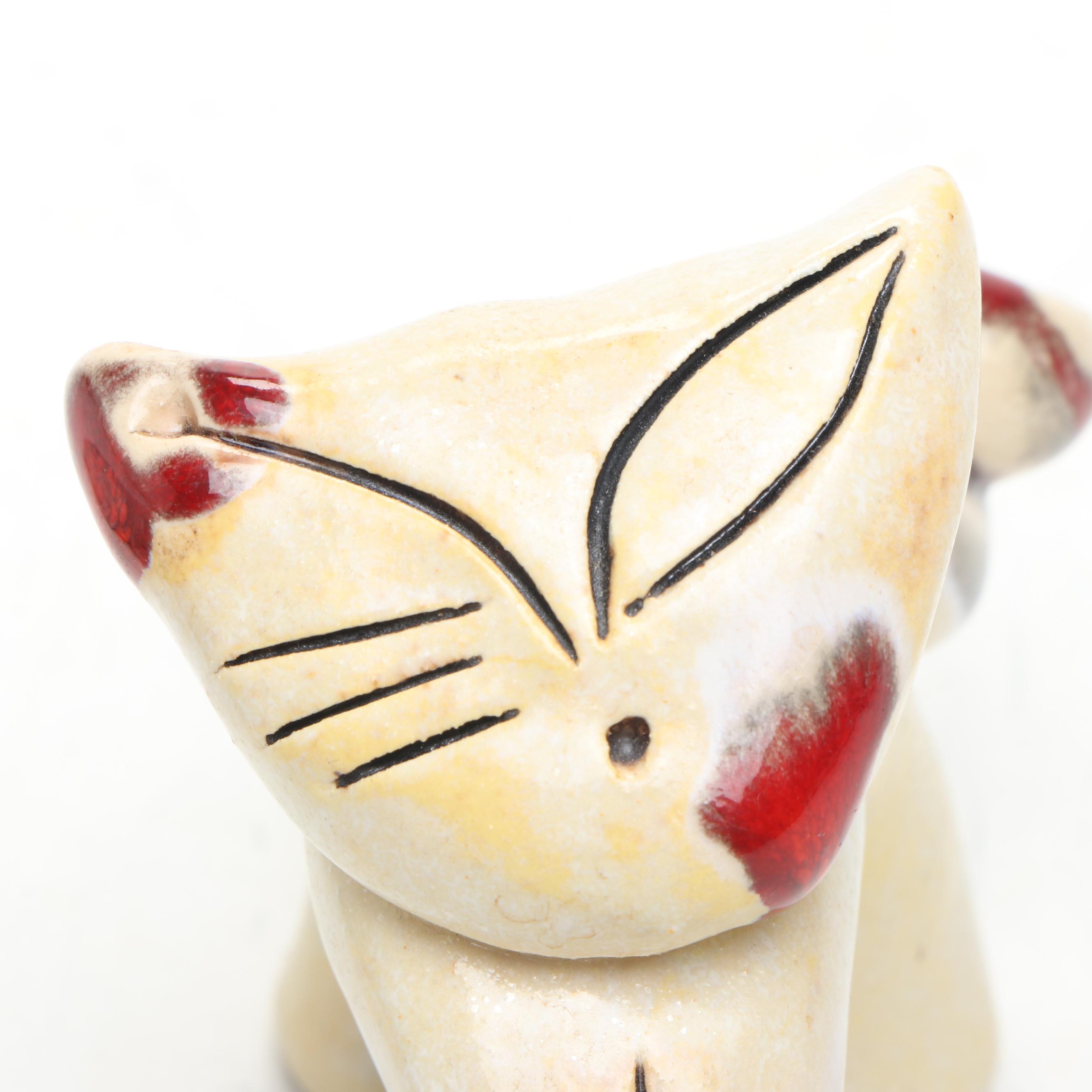 Native American Fetish Style Carved Stone Animals, Hrvatska Croatia Ceramic Cat