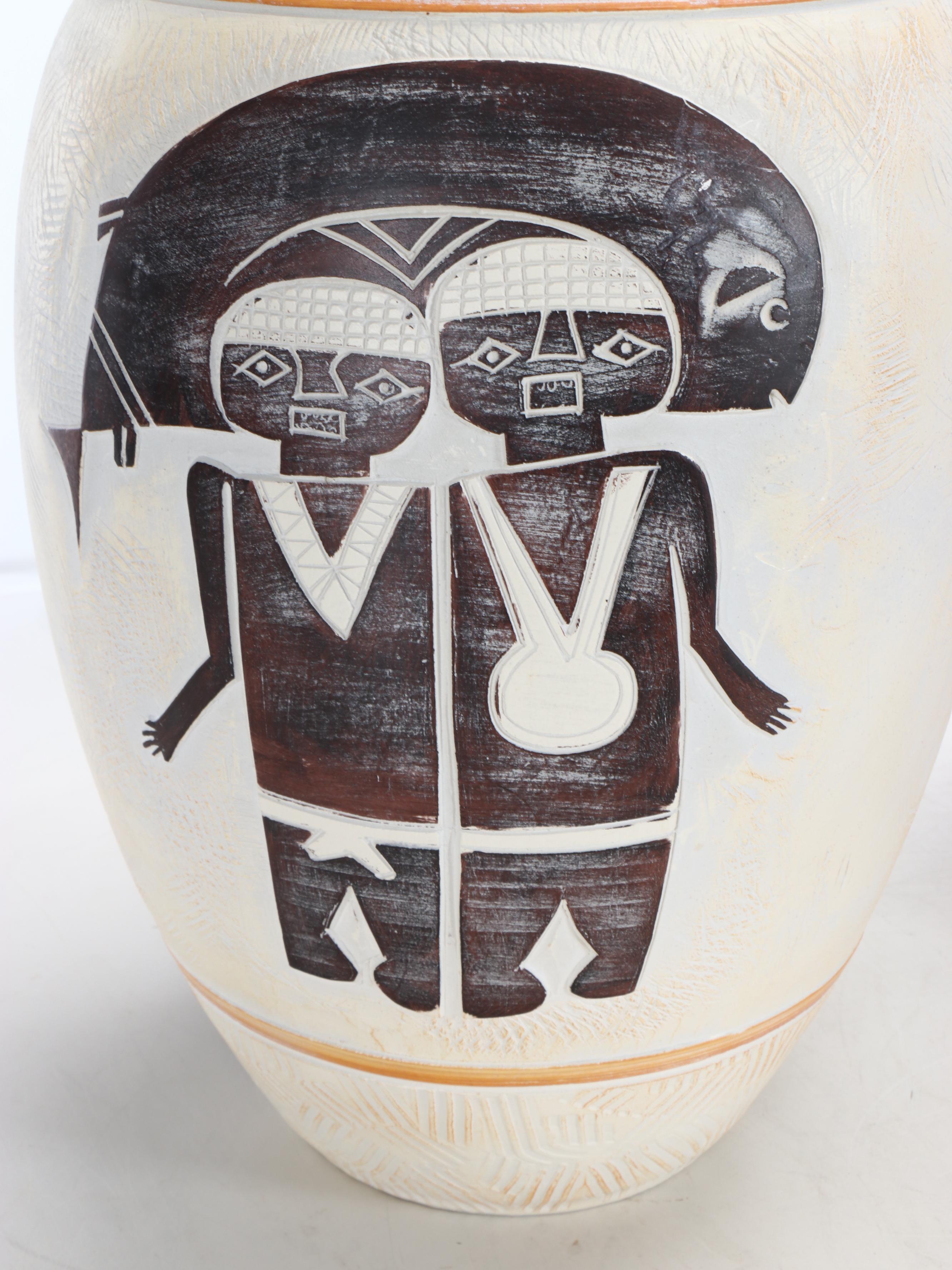 Mimbres Native American Inspired Chalkware Table Lamps