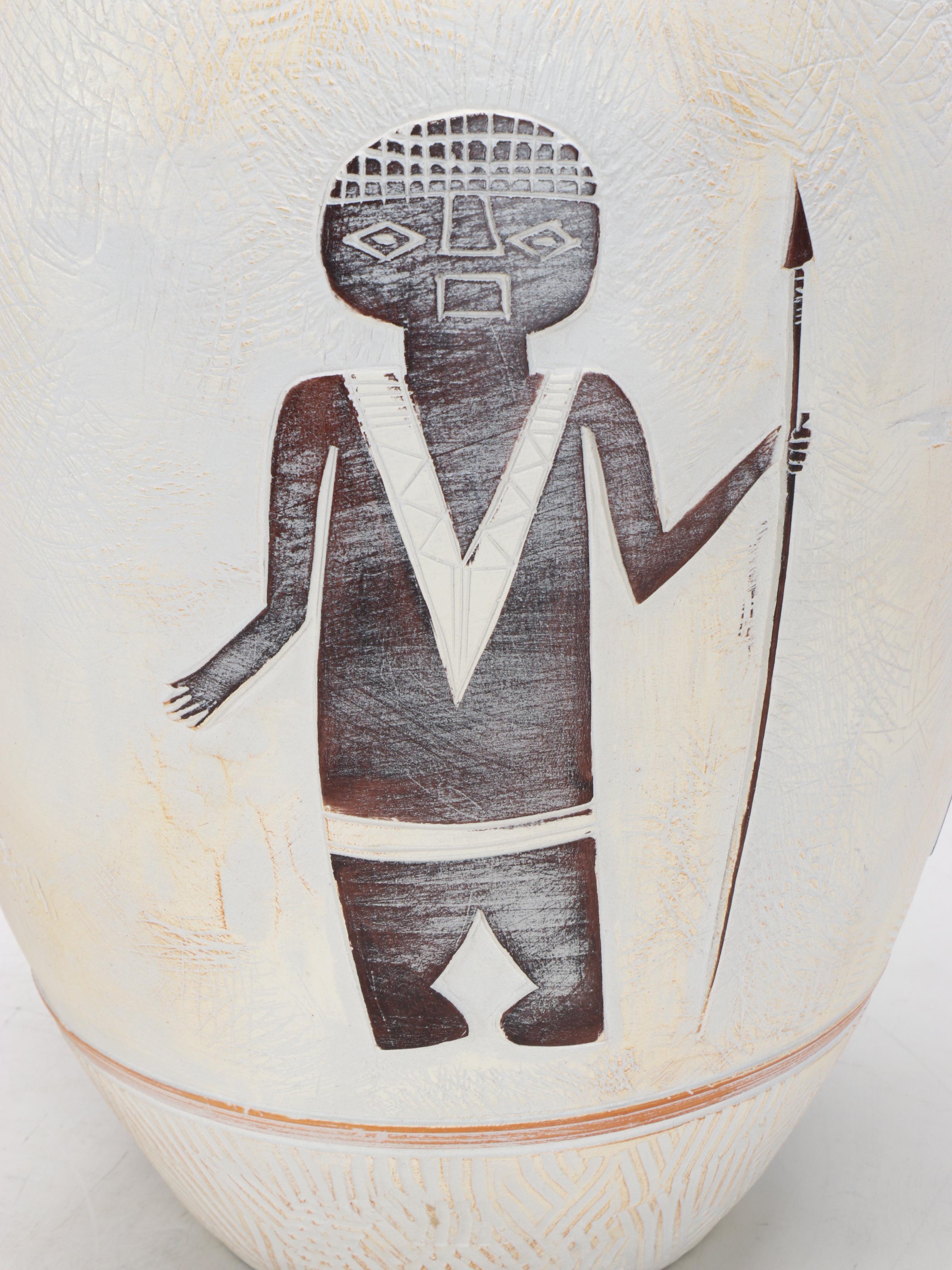 Mimbres Native American Inspired Chalkware Table Lamps