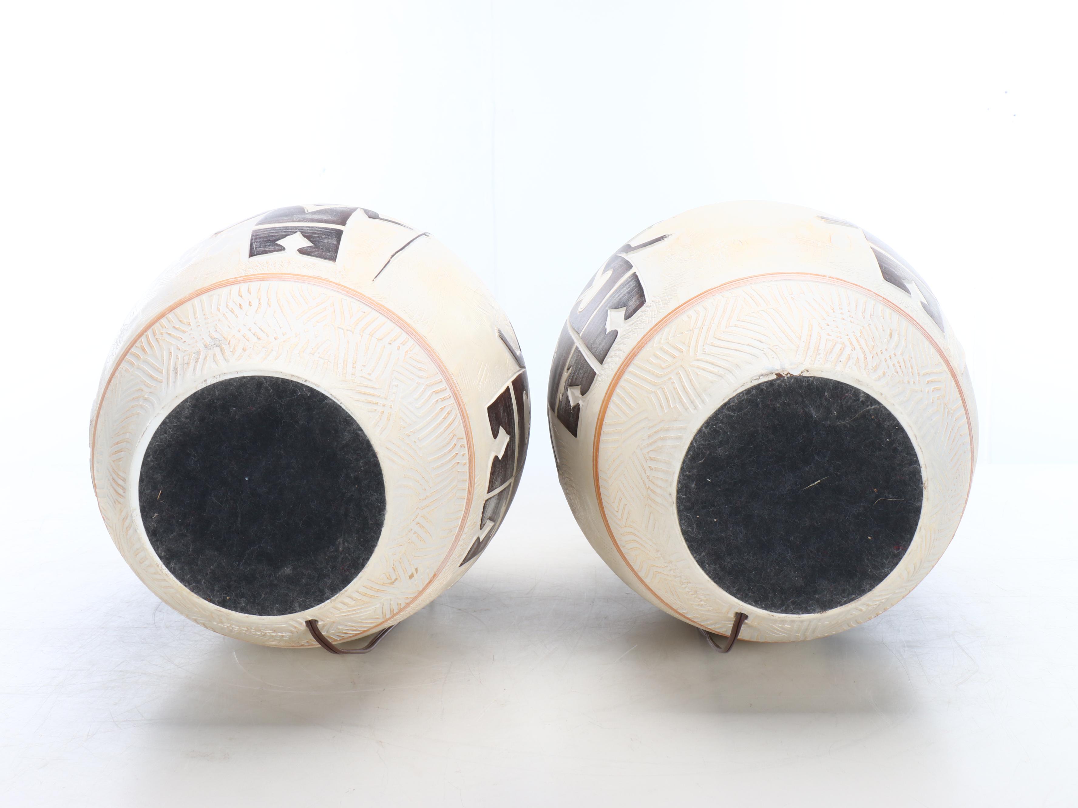 Mimbres Native American Inspired Chalkware Table Lamps