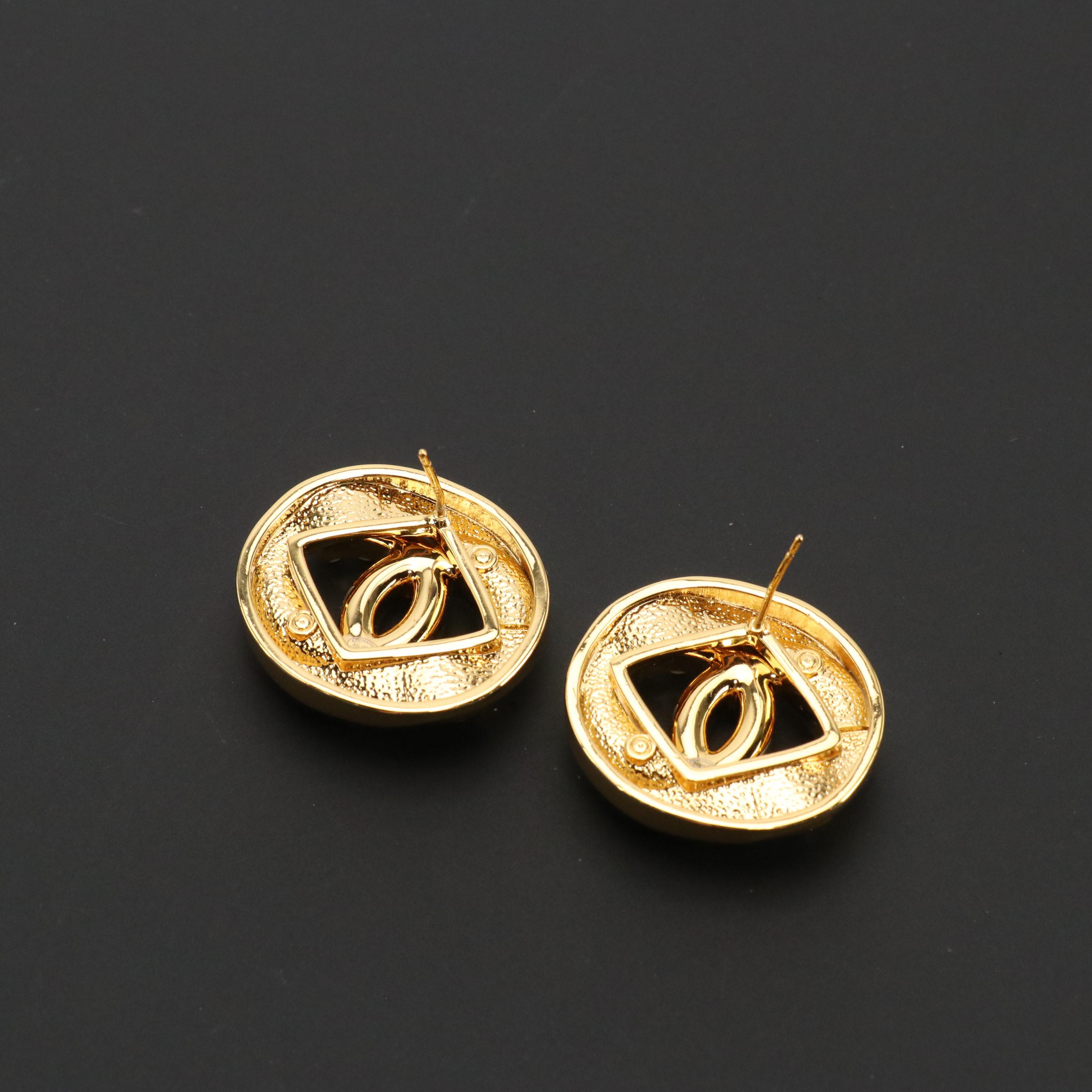 Chanel CC Faux Pearl and Strass Earrings