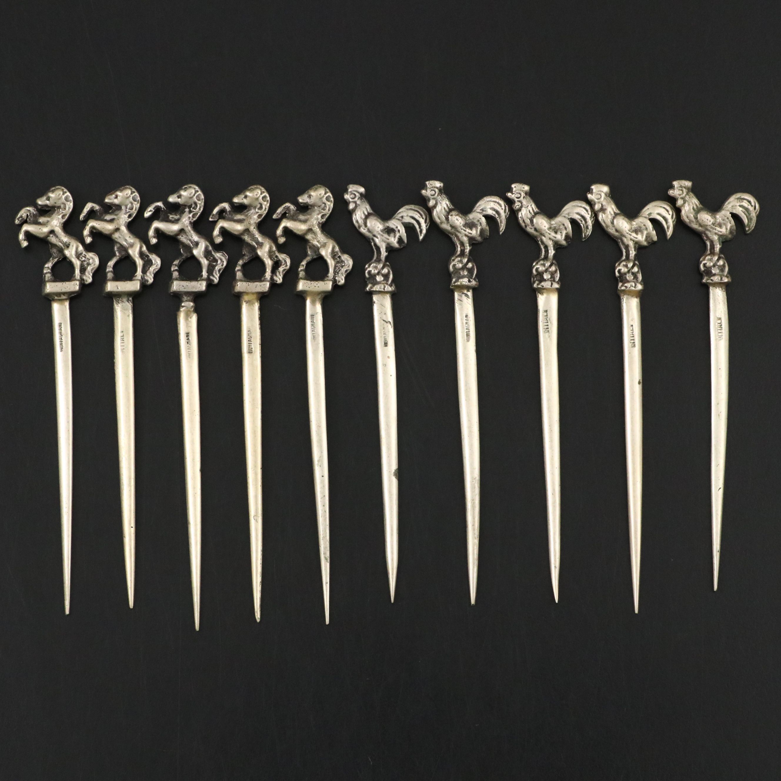Montagnani Italian Silver Plate Picks, Mid to Late 20th Century
