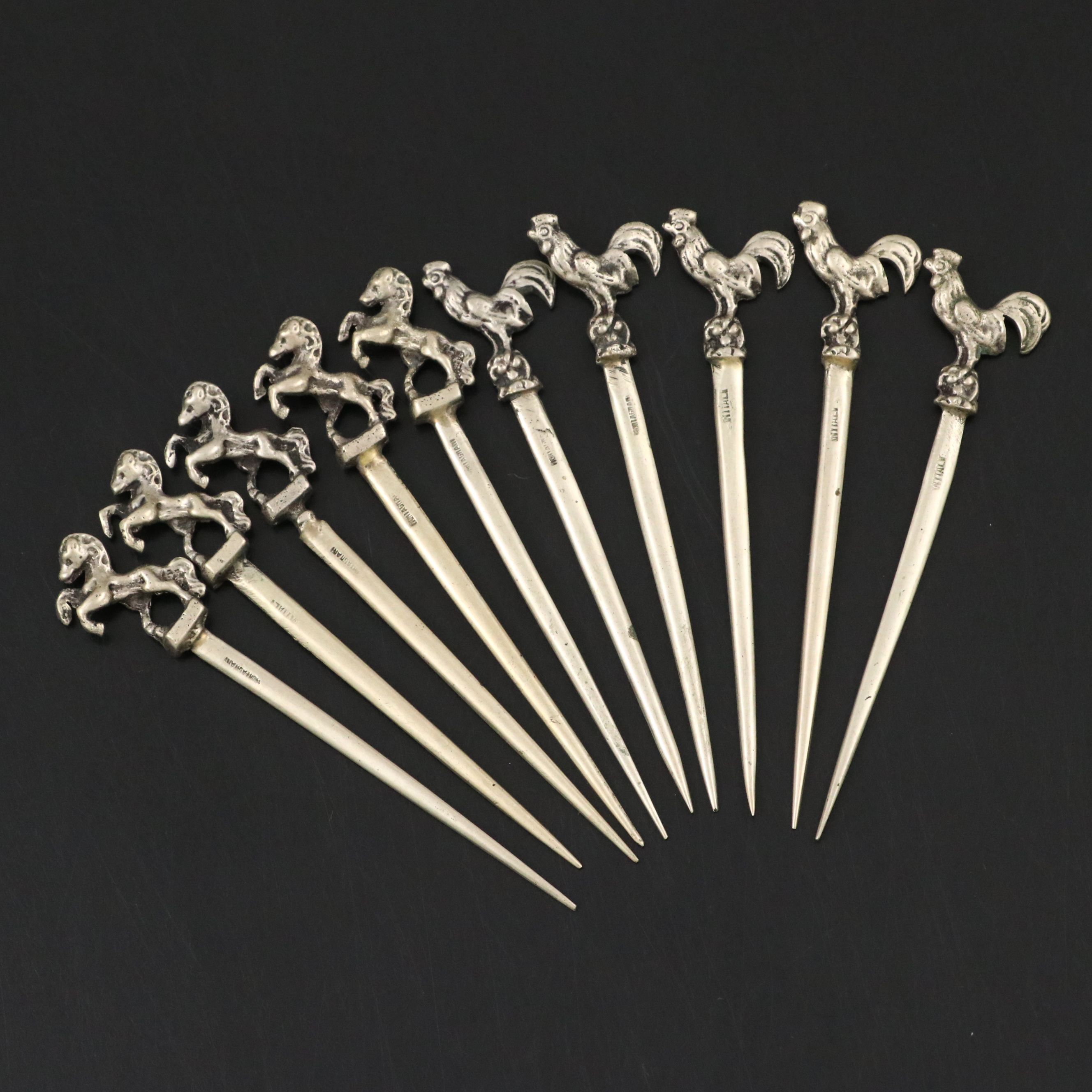 Montagnani Italian Silver Plate Picks, Mid to Late 20th Century