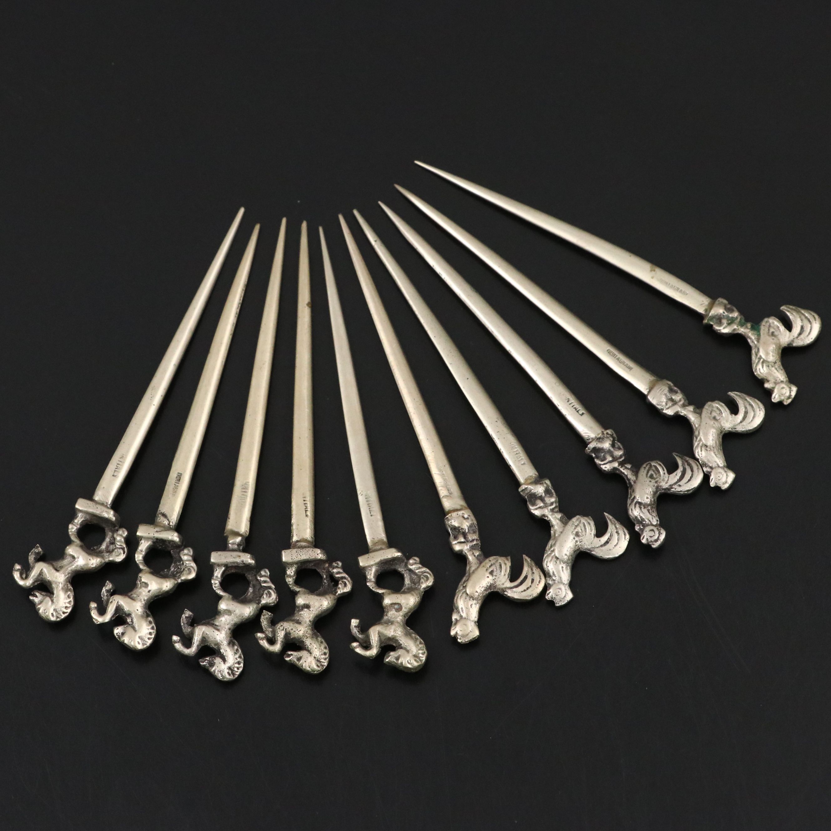 Montagnani Italian Silver Plate Picks, Mid to Late 20th Century