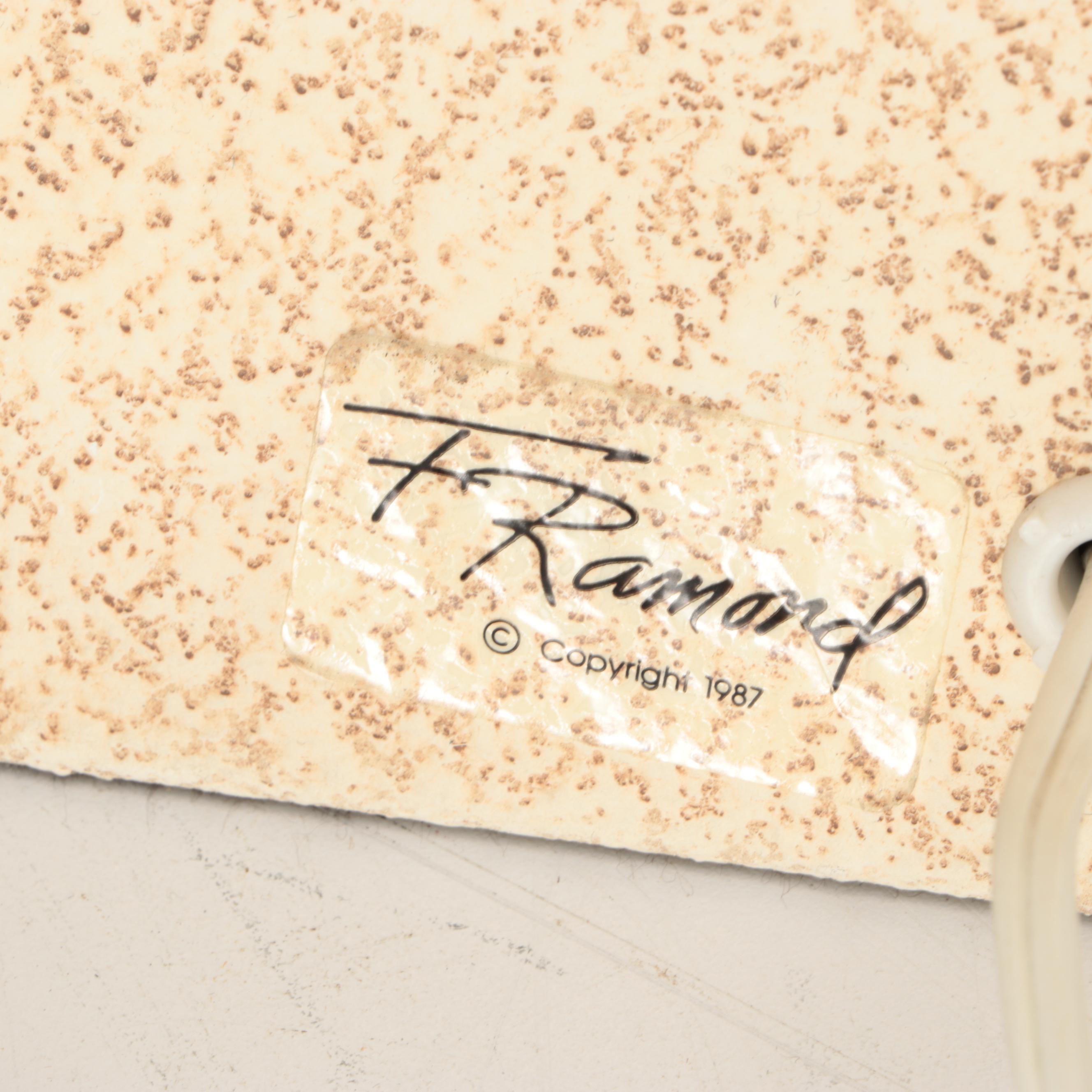 Fredrick Ramond Tree Metal Table Lamp with Fabric Shade, 1987