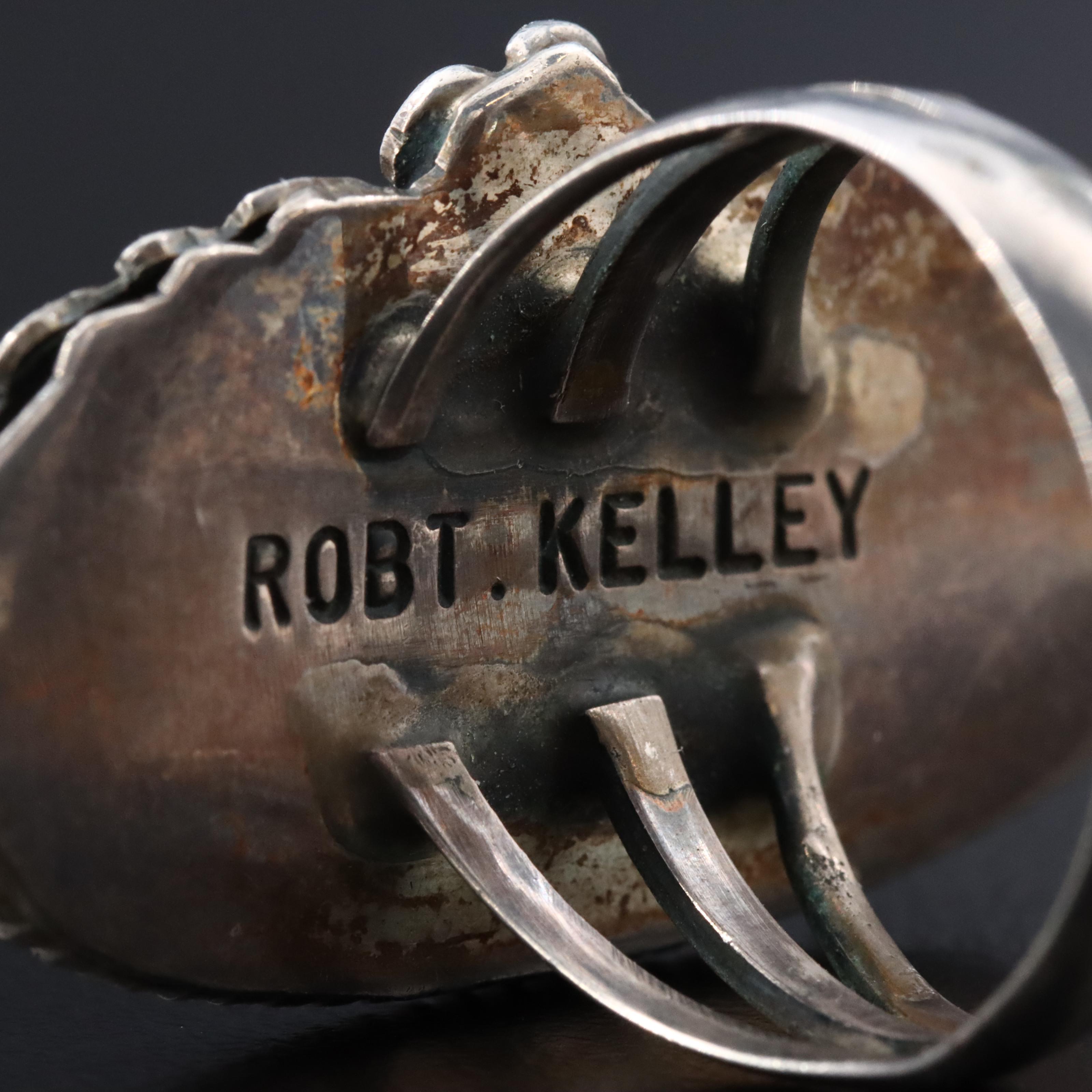 Robert Kelley Navajo Diné Sterling Malachite Pointer Ring