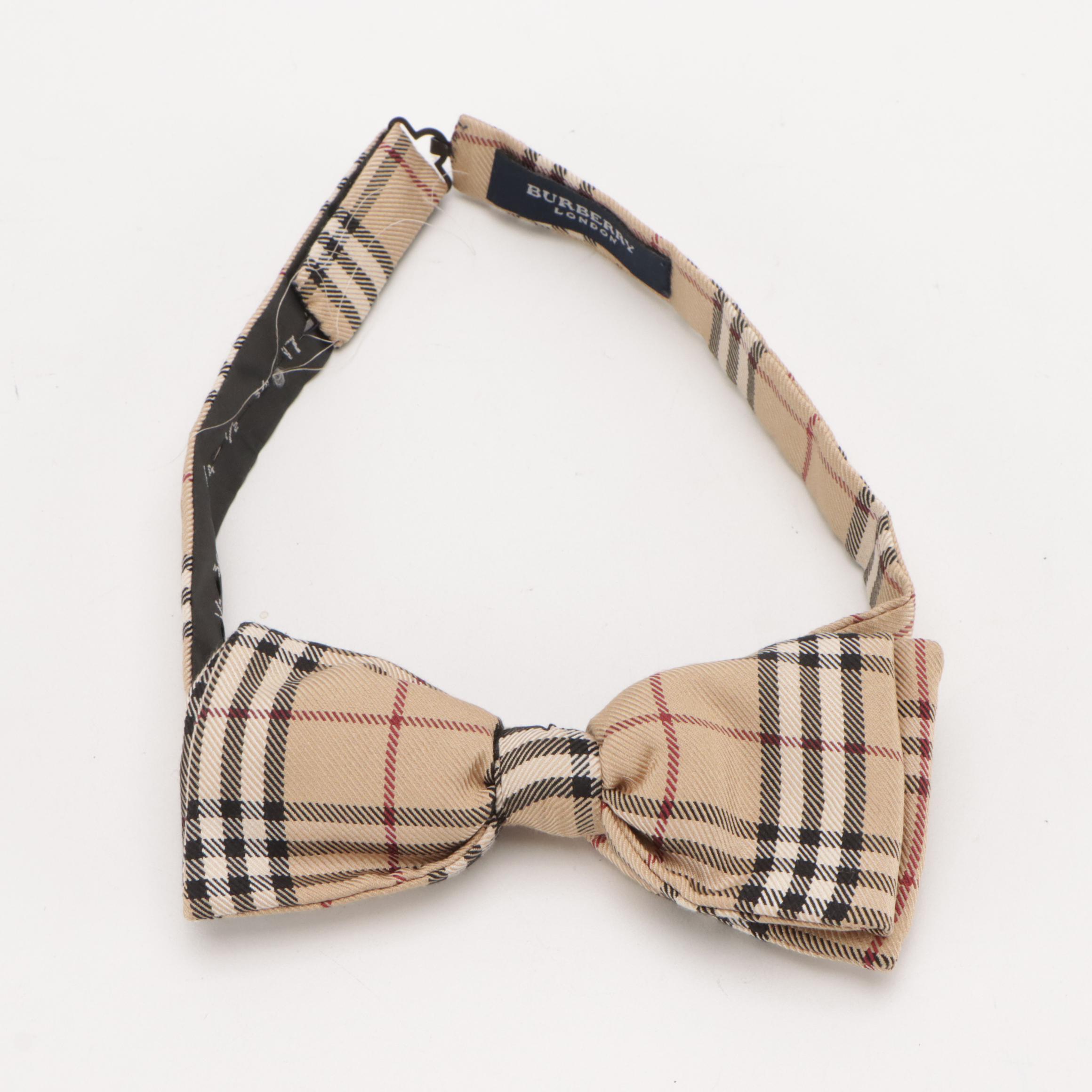 Men's Burberry Silk Nova Check Pre-Tied Bow Tie and Cummerbund with Box