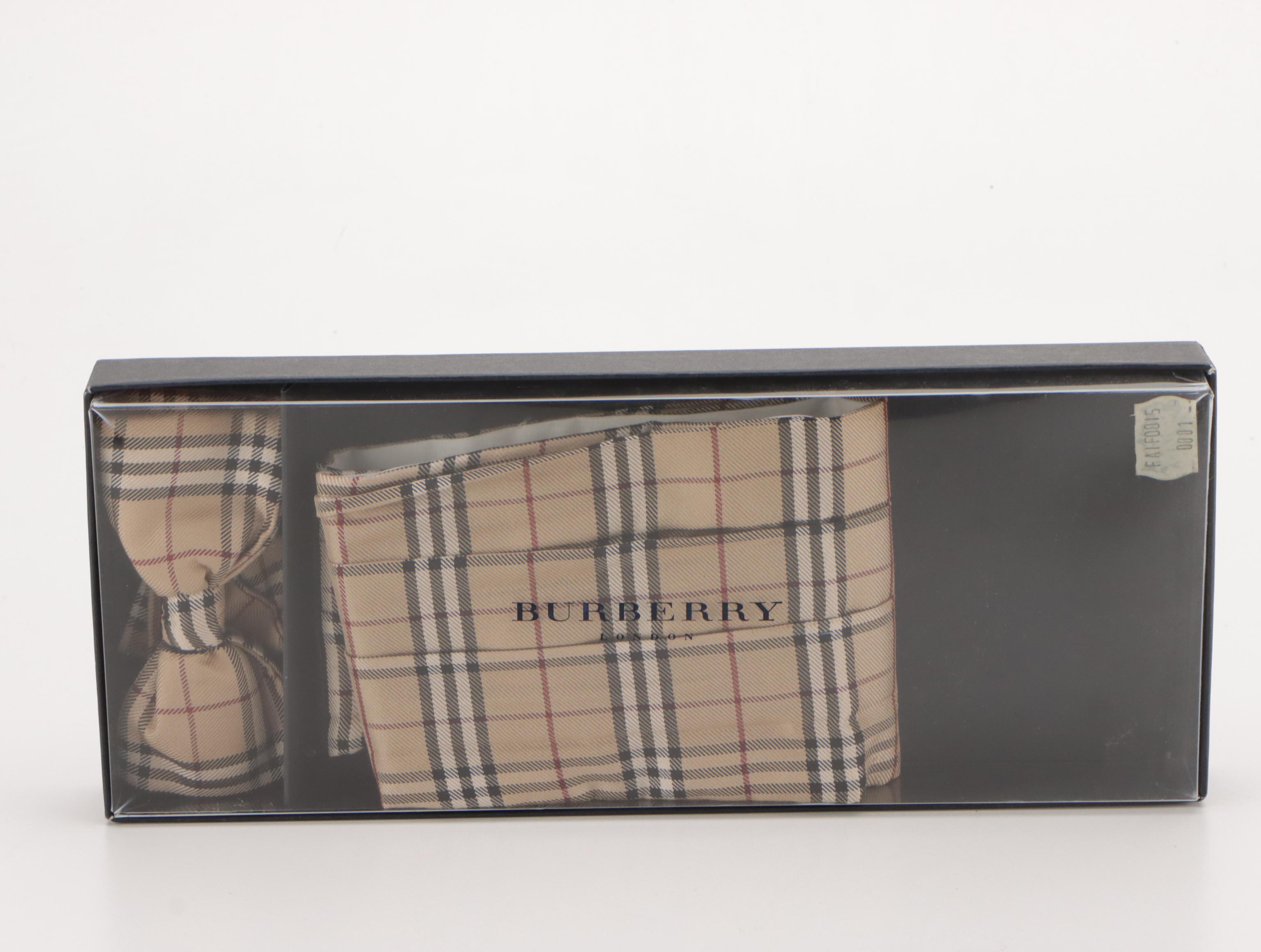 Men's Burberry Silk Nova Check Pre-Tied Bow Tie and Cummerbund with Box