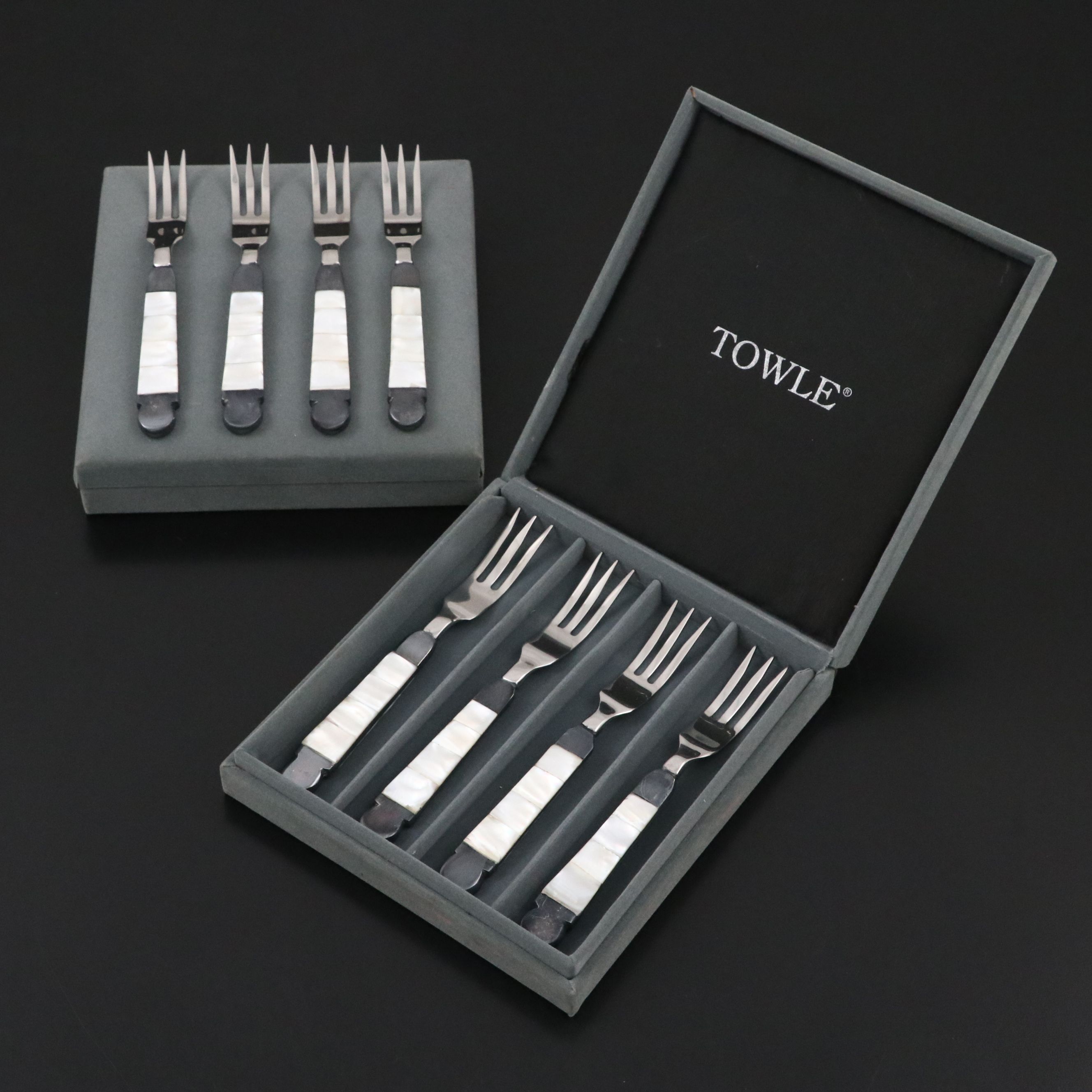 Towle Silver Plate and Mother-of-Pearl Handled Pickle/Olive Forks