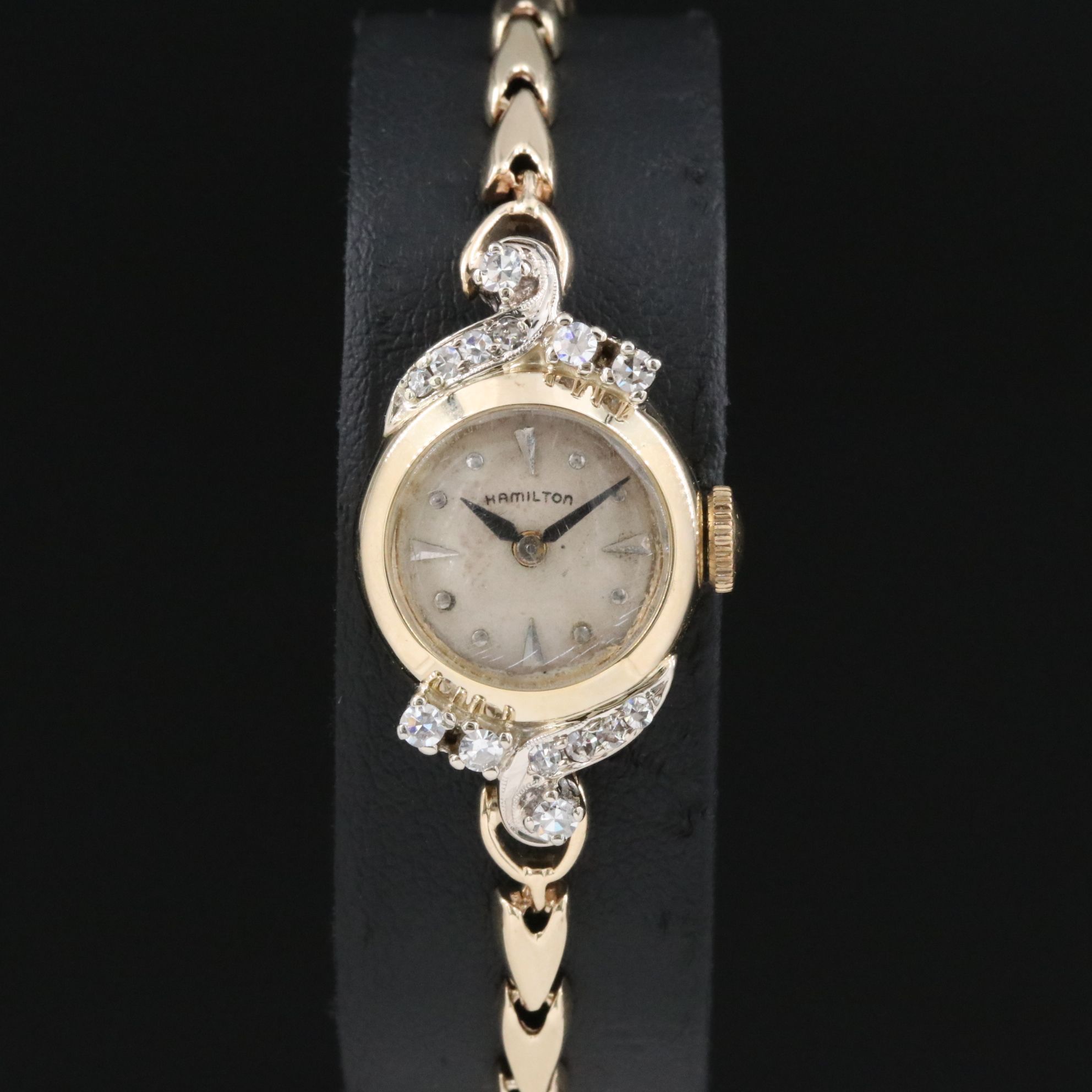 Hamilton 14K Gold & Diamond Vintage Watch