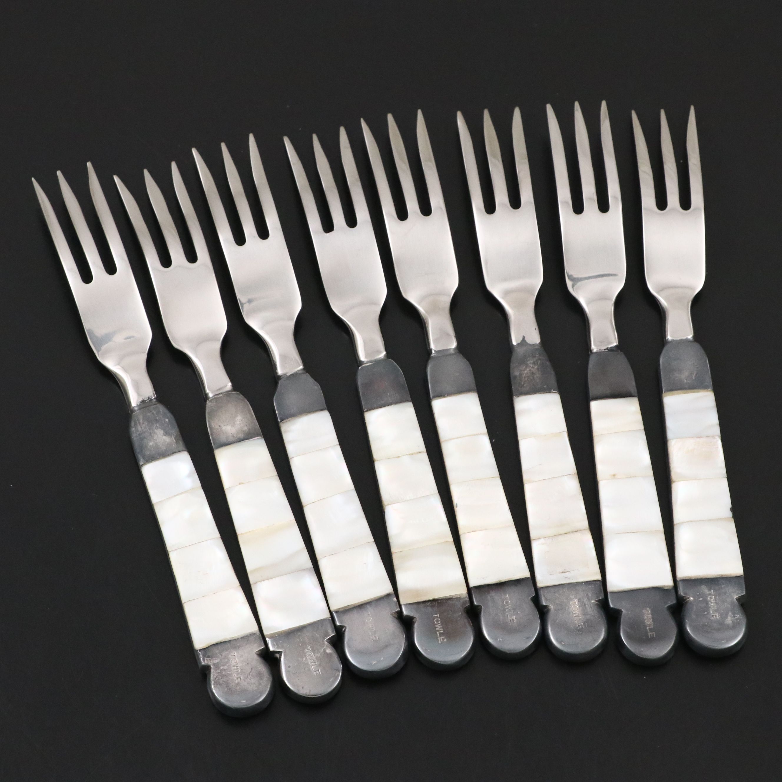 Towle Silver Plate and Mother-of-Pearl Handled Pickle/Olive Forks