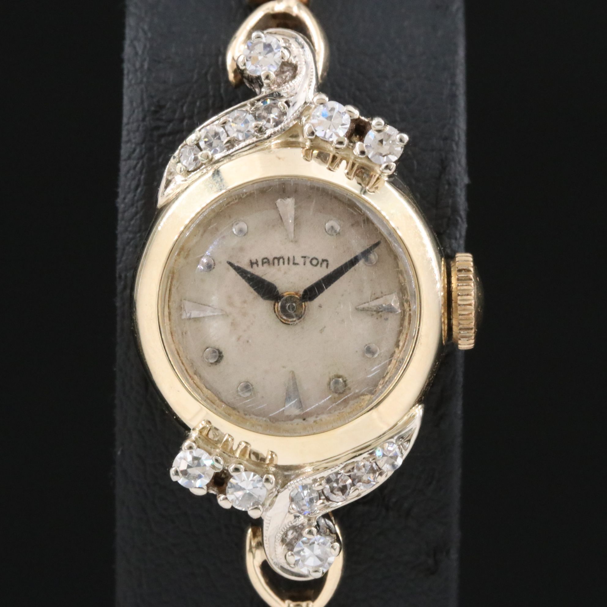 Hamilton 14K Gold & Diamond Vintage Watch