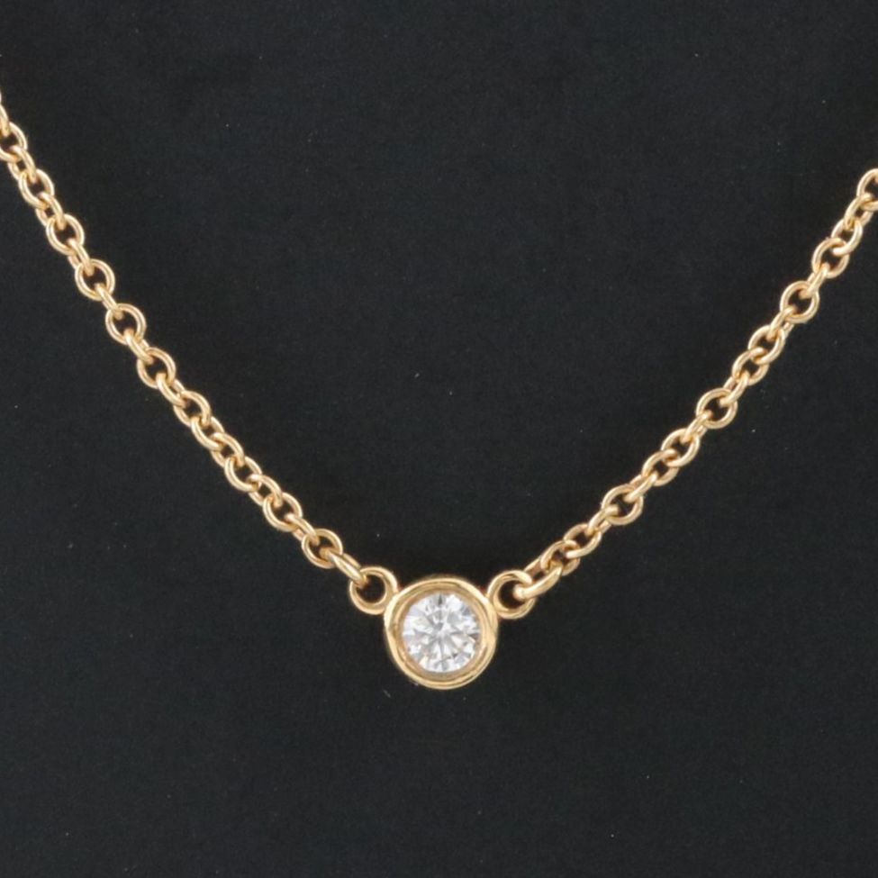 Elsa Peretti for Tiffany & Co. 18K Diamond Solitaire Necklace