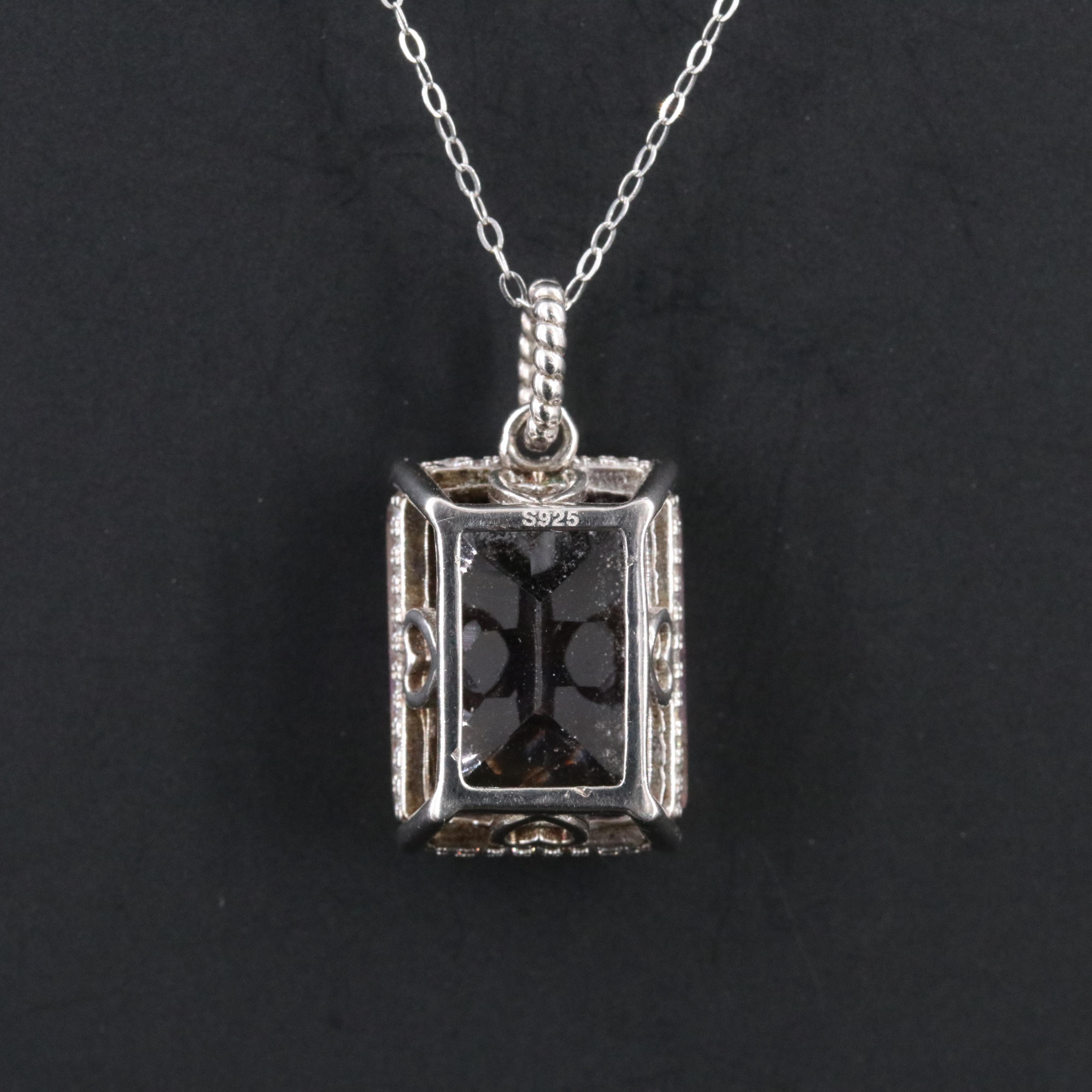 Sterling Ametrine and CZ Pendant Necklace