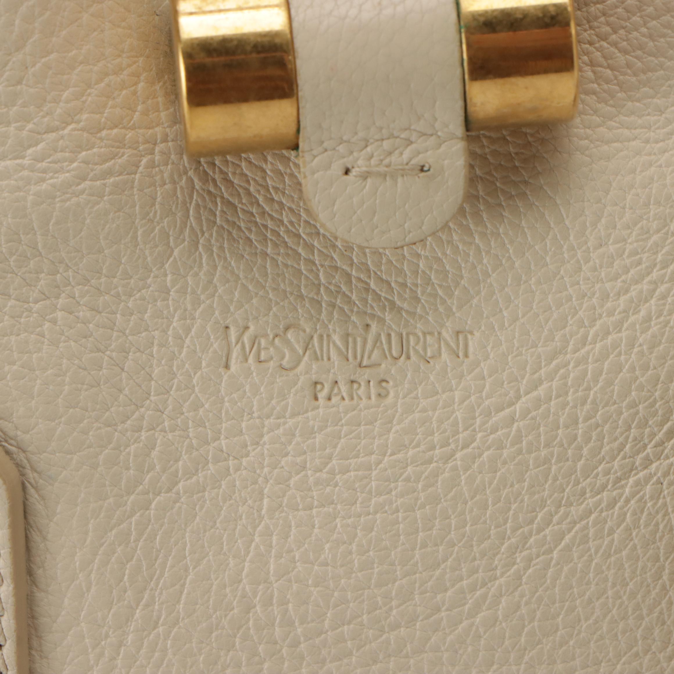 Yves Saint Laurent Domed Muse Handbag in Ivory Calfskin  Leather