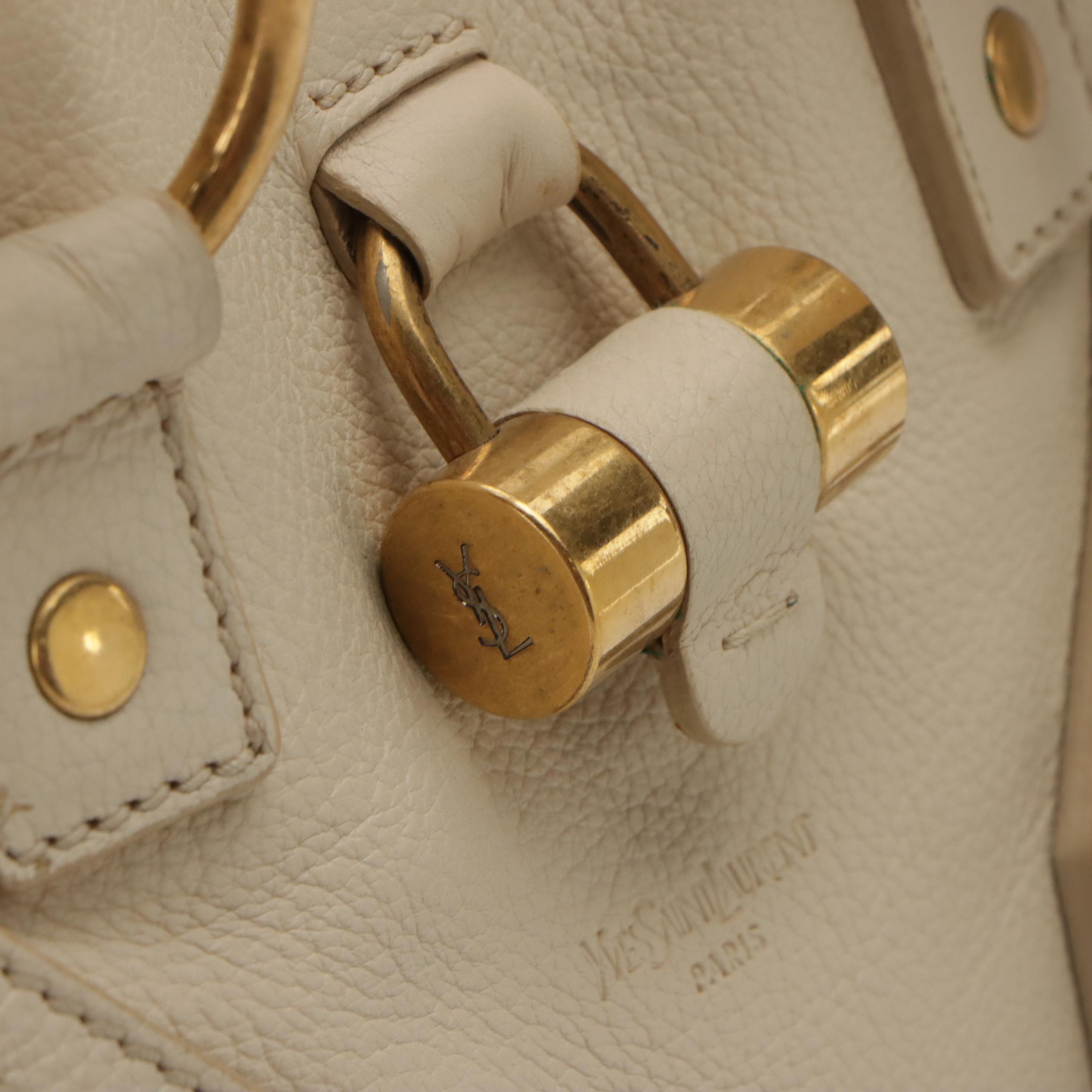 Yves Saint Laurent Domed Muse Handbag in Ivory Calfskin  Leather