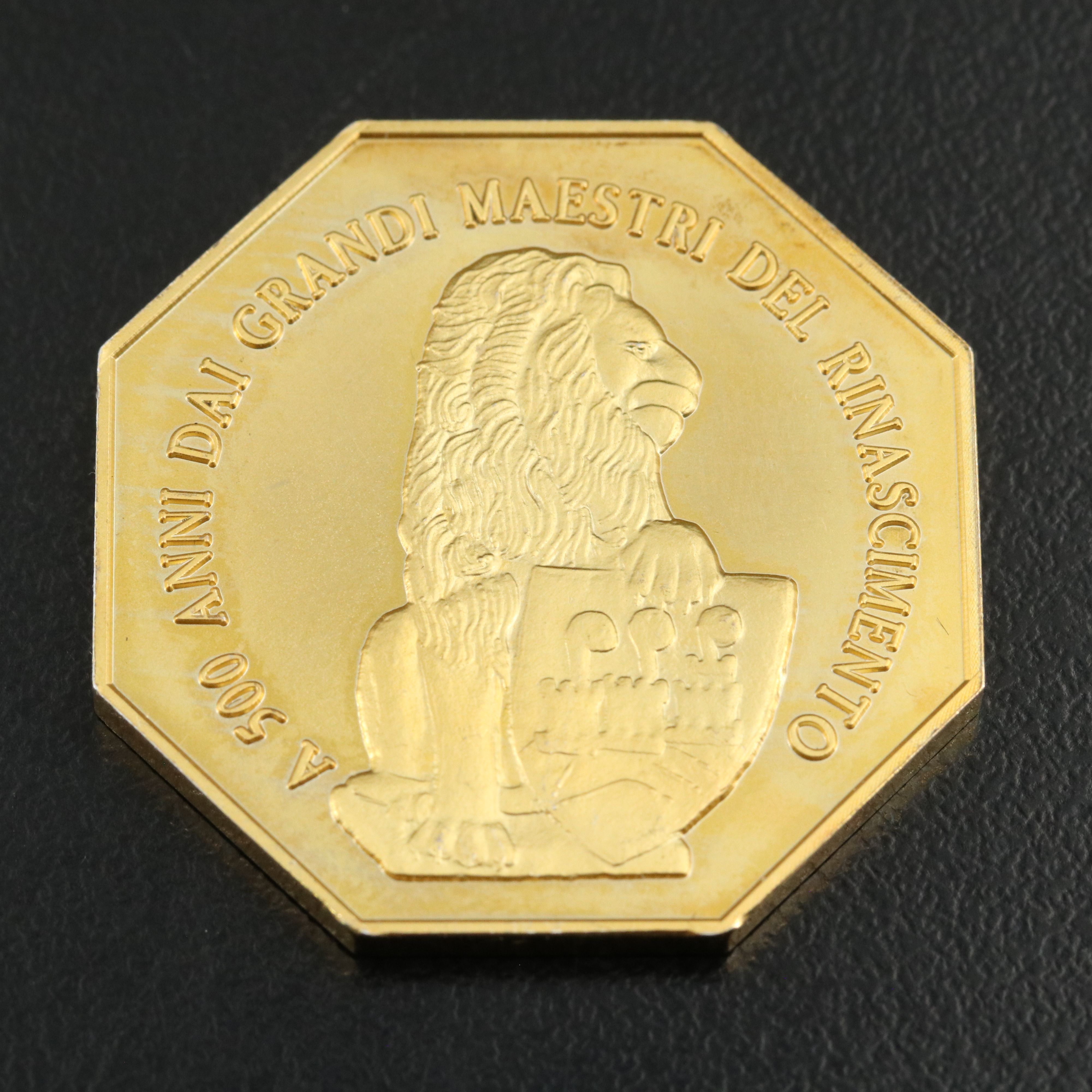 Two Gold Plated Silver Coin Replicas and a Gold Plated Silver Medal