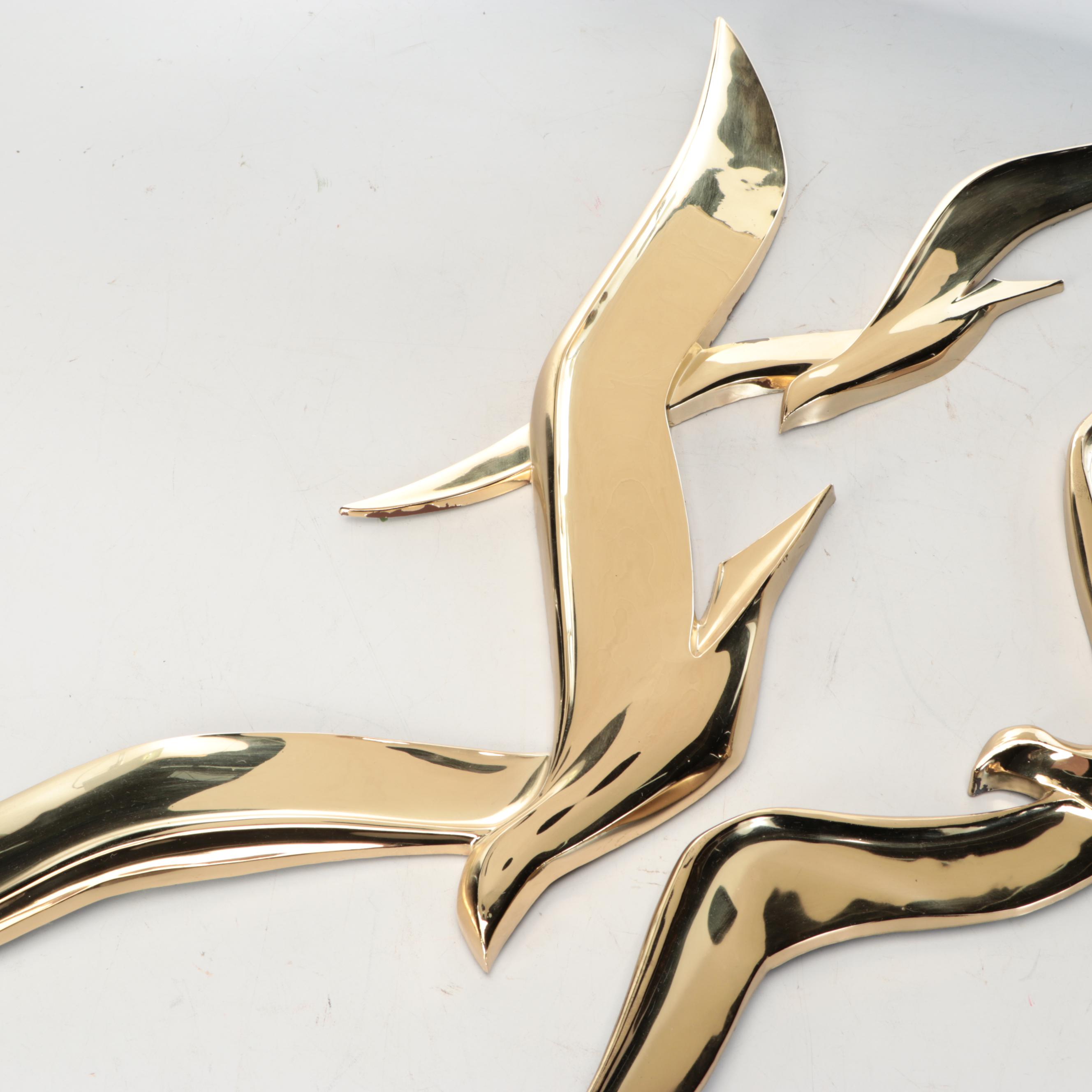 Syroco Inc. Gold Finish Seagulls Wall Hanging Décor, 1963