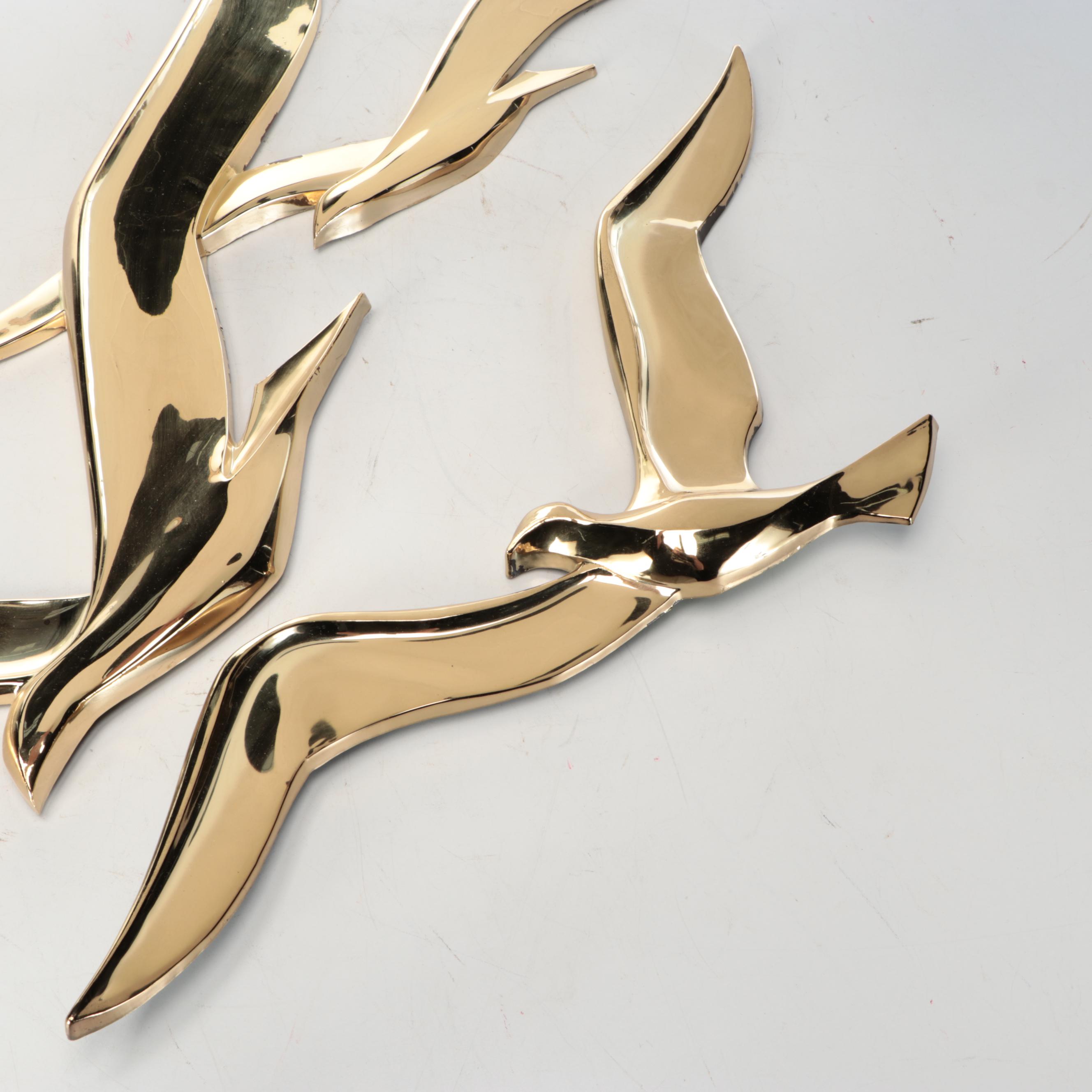 Syroco Inc. Gold Finish Seagulls Wall Hanging Décor, 1963