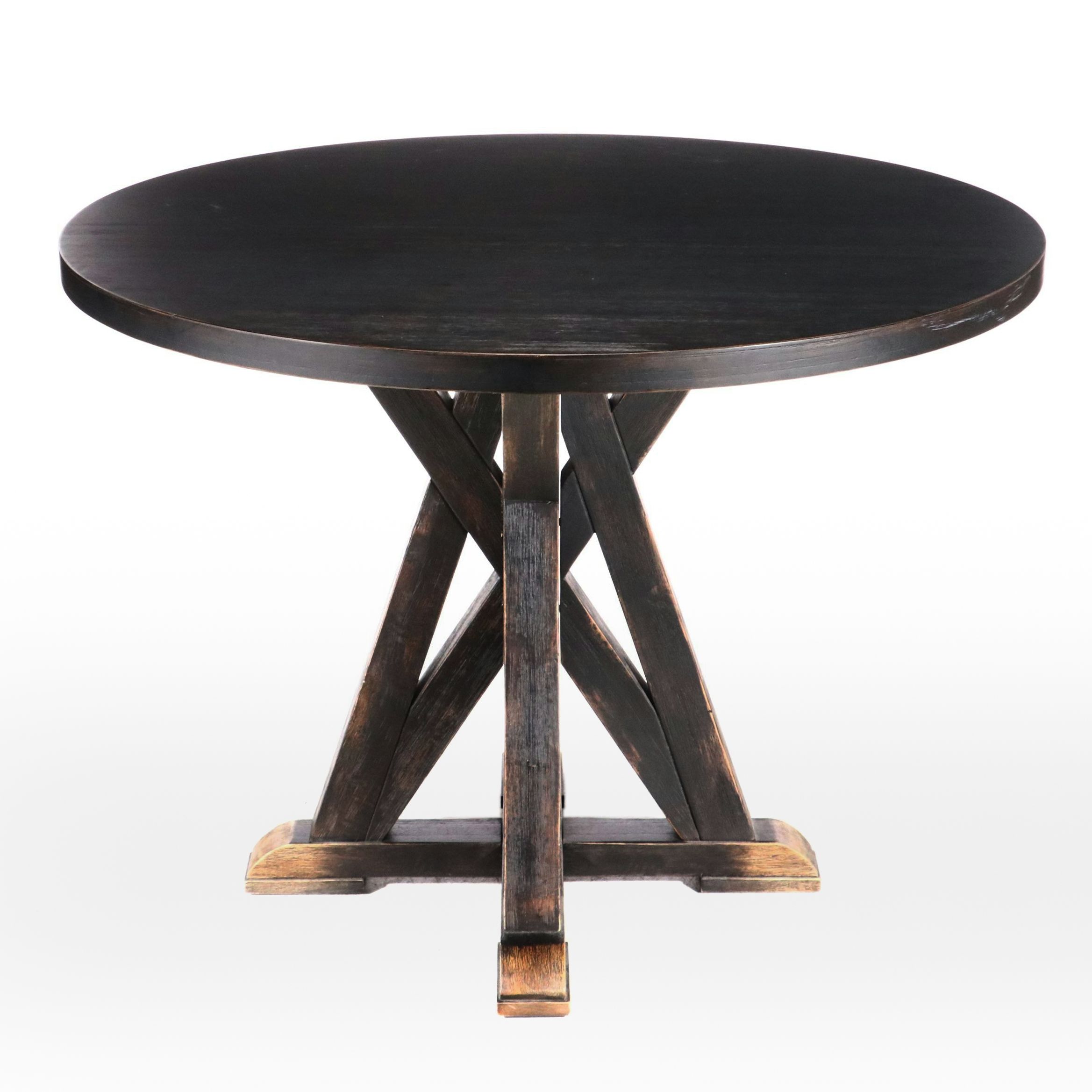 Modern Distressed Wooden Pedestal Dinging Table