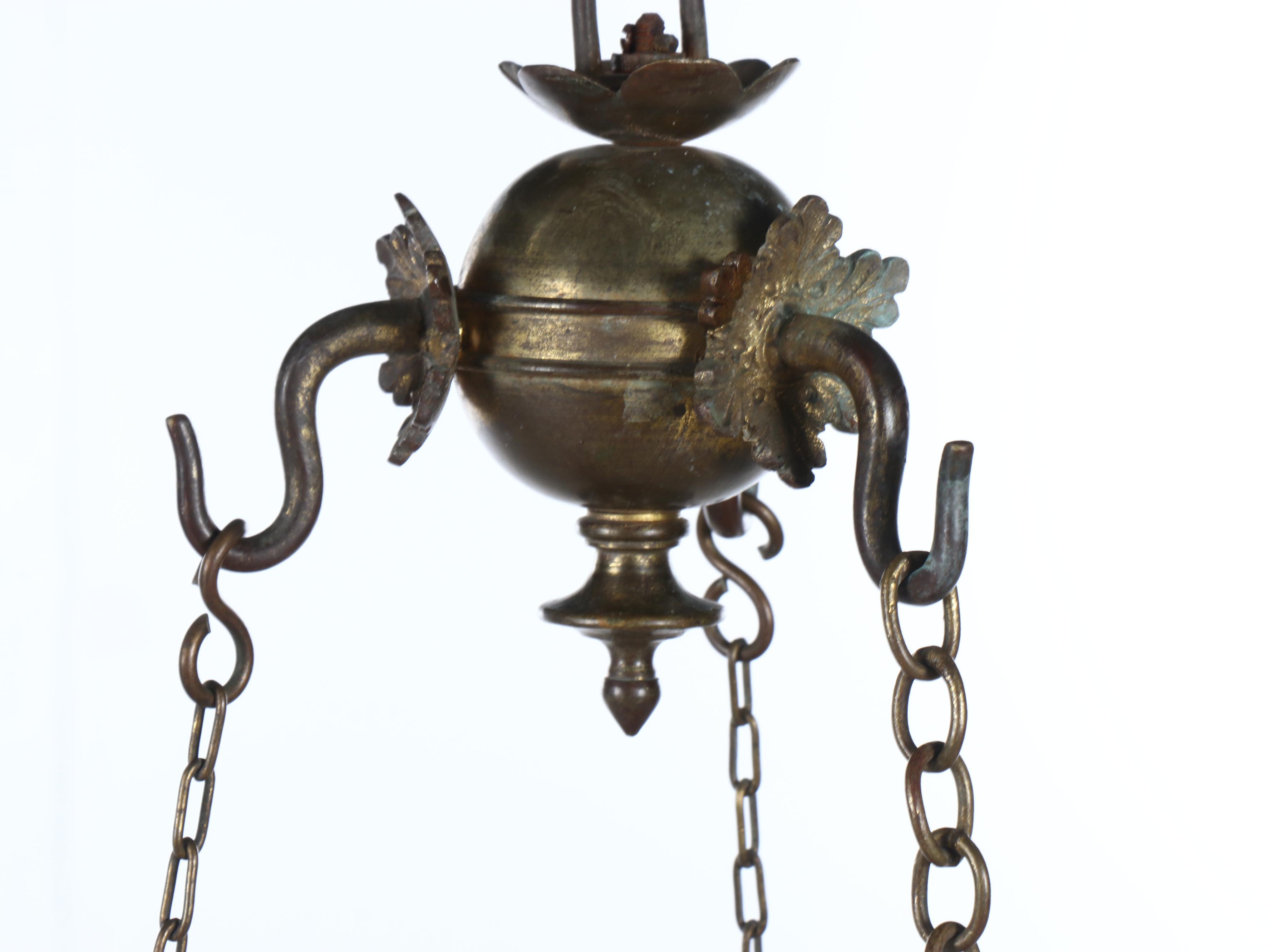 Brass Gothic Revival Church Sanctuary 12-Candle Chandelier