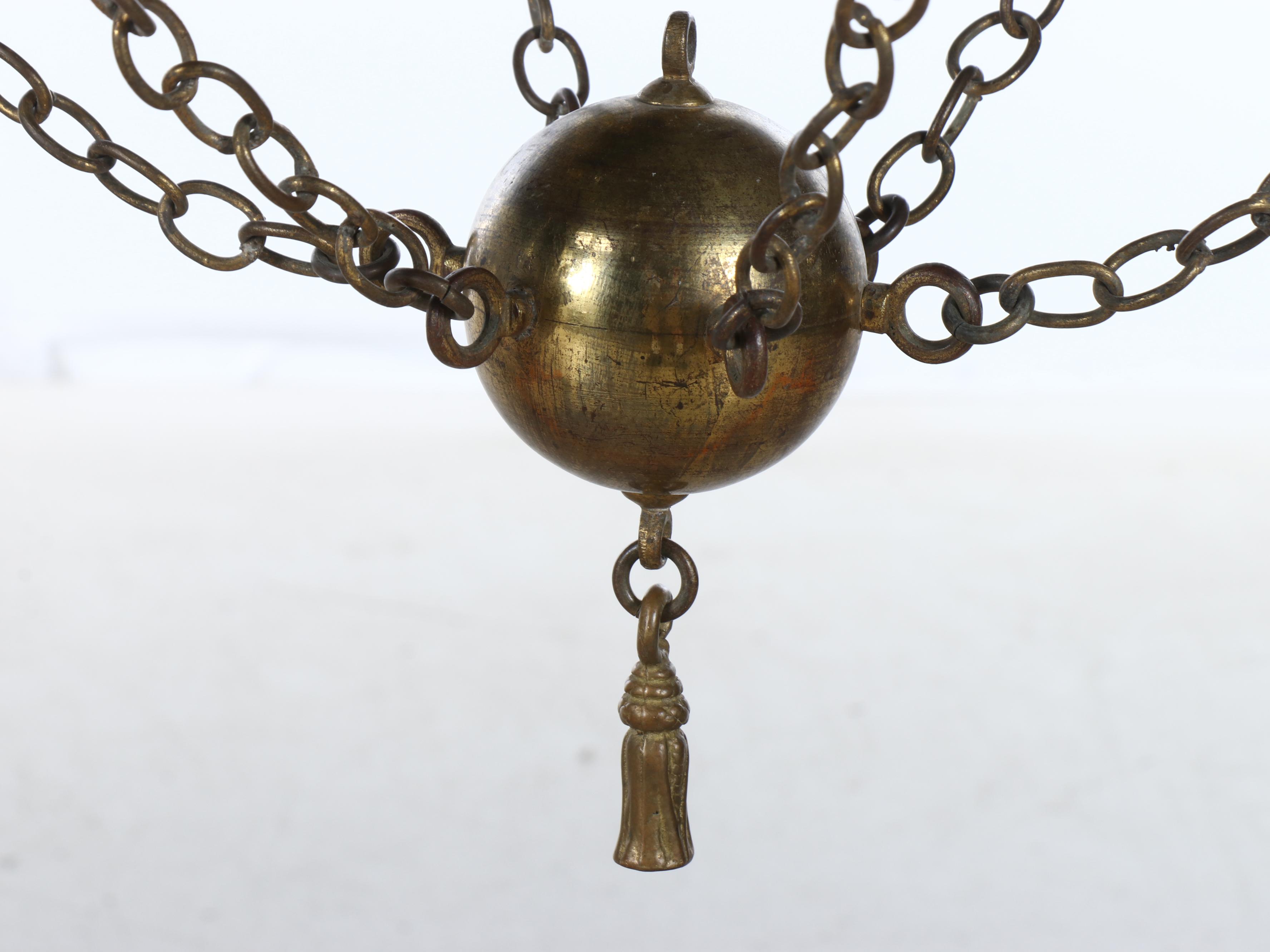 Brass Gothic Revival Church Sanctuary 12-Candle Chandelier