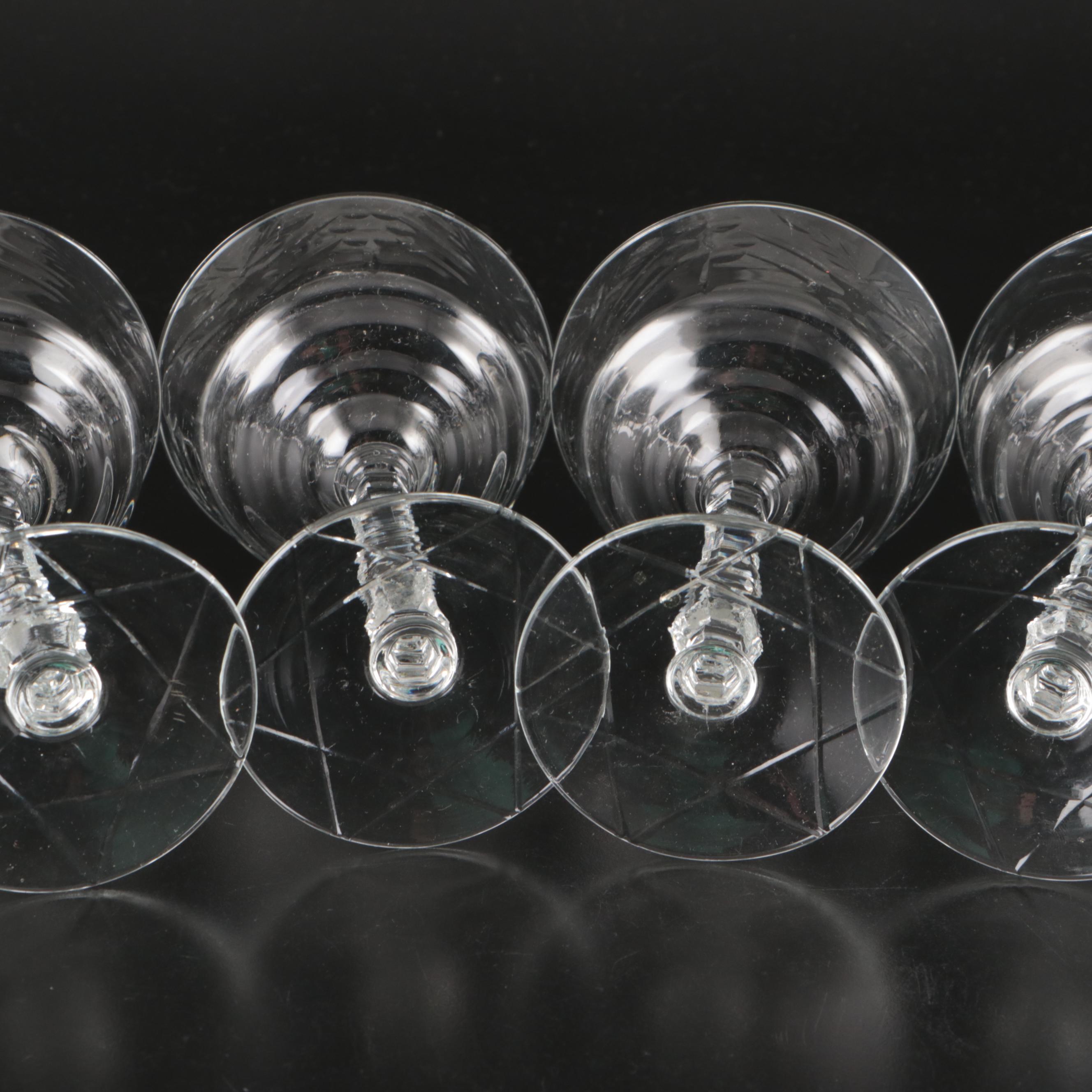 Fostoria "Nosegay" and Rock Sharpe "Arctic Rose" Glass Stemware