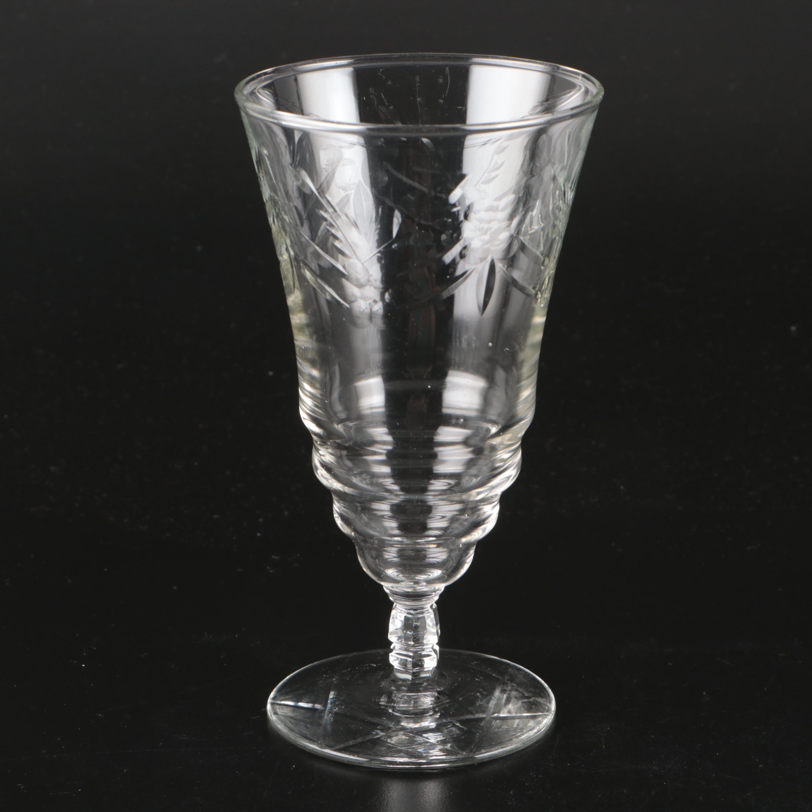 Fostoria "Nosegay" and Rock Sharpe "Arctic Rose" Glass Stemware