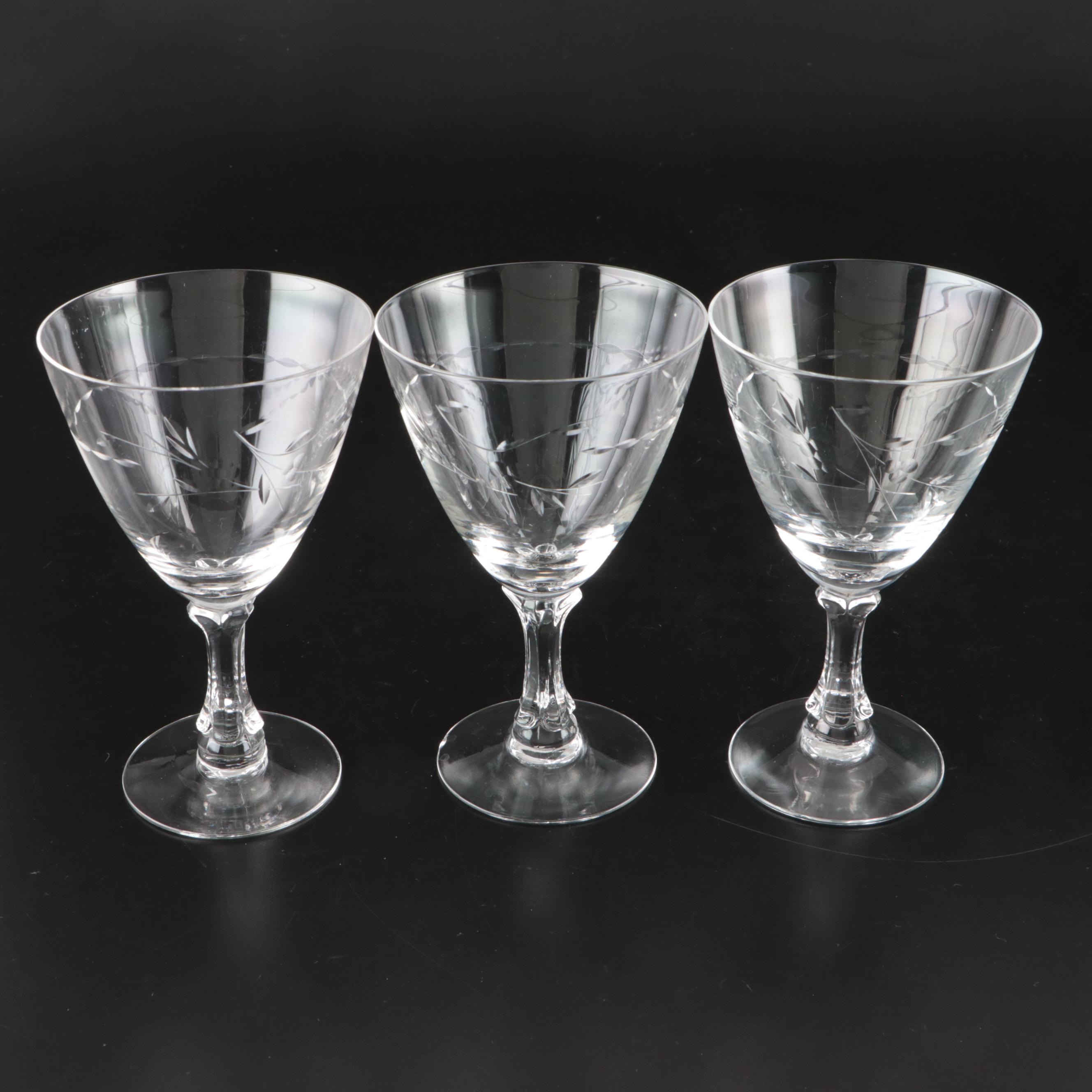 Fostoria "Nosegay" and Rock Sharpe "Arctic Rose" Glass Stemware