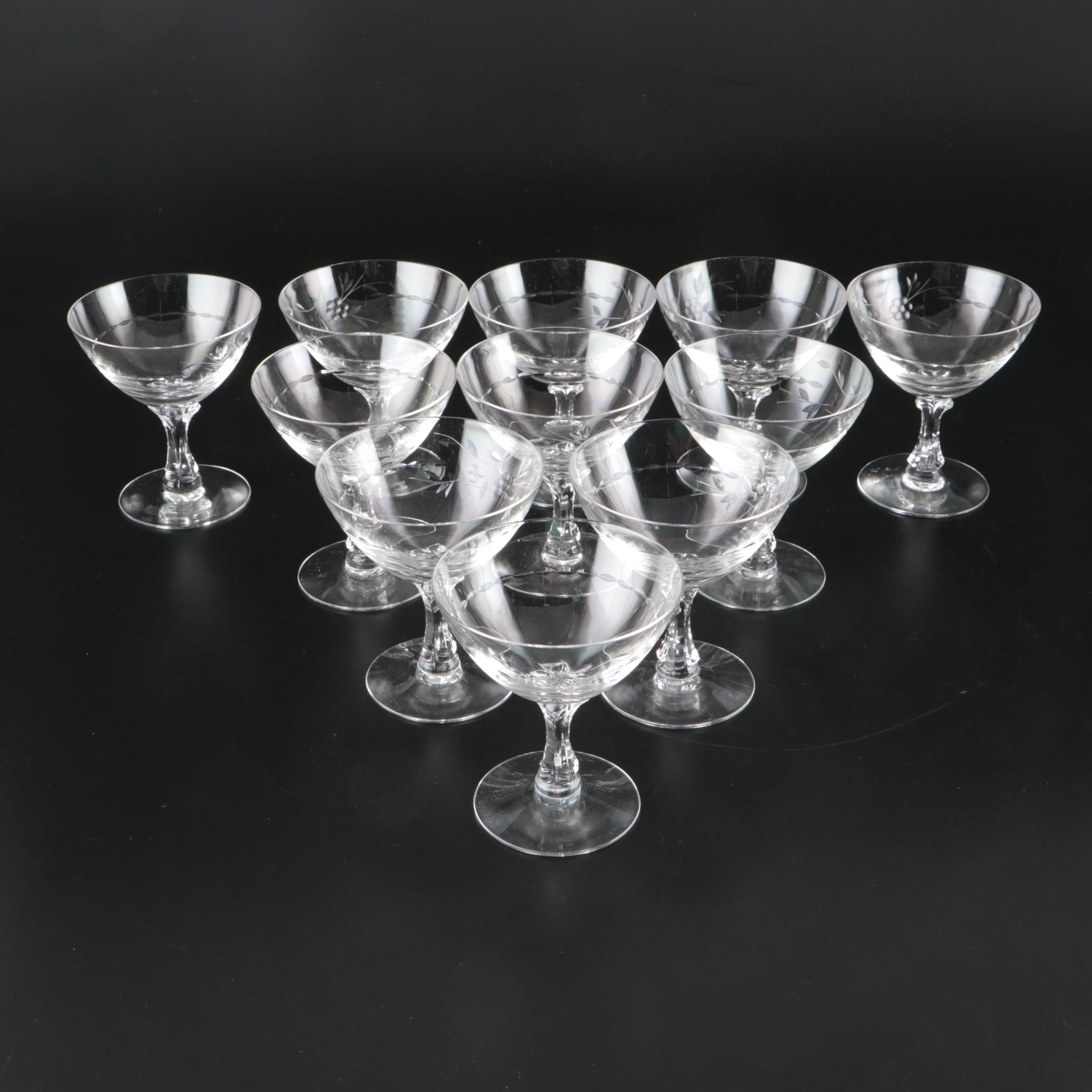 Fostoria "Nosegay" and Rock Sharpe "Arctic Rose" Glass Stemware