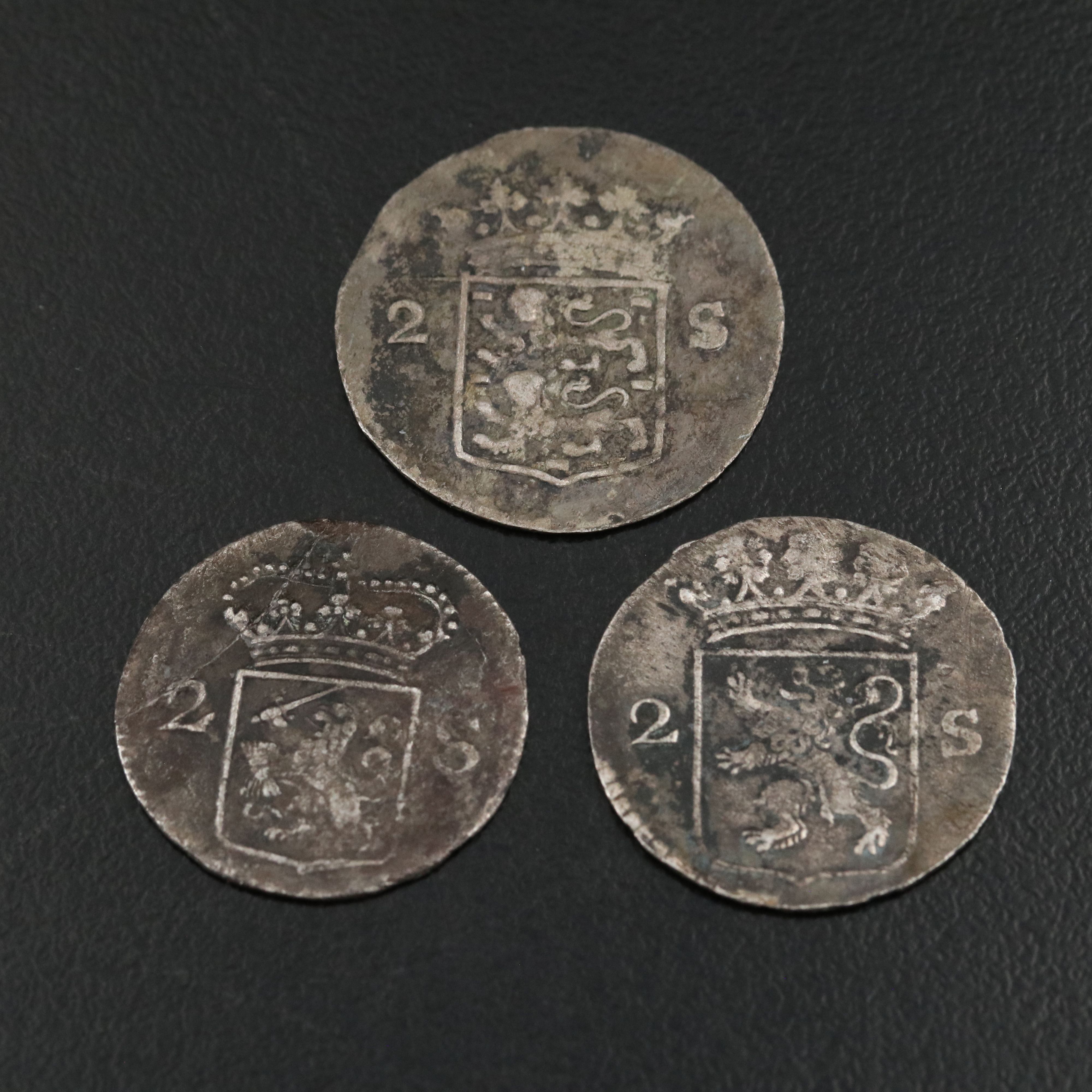 1765 Netherlands Six Stuivers Silver Coin and 5 Other Netherlands Silver Coins