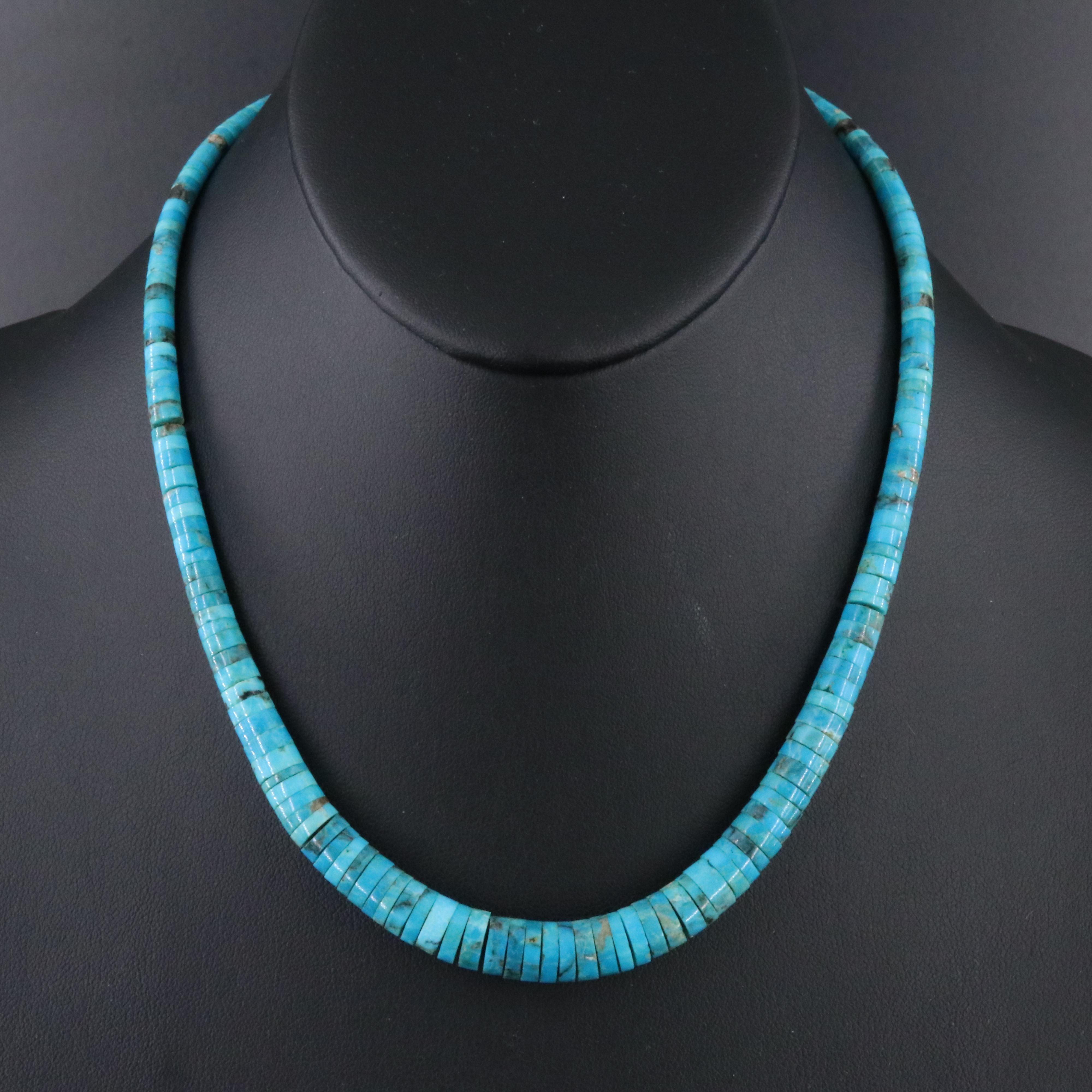 Sterling Graduated Turquoise Necklace