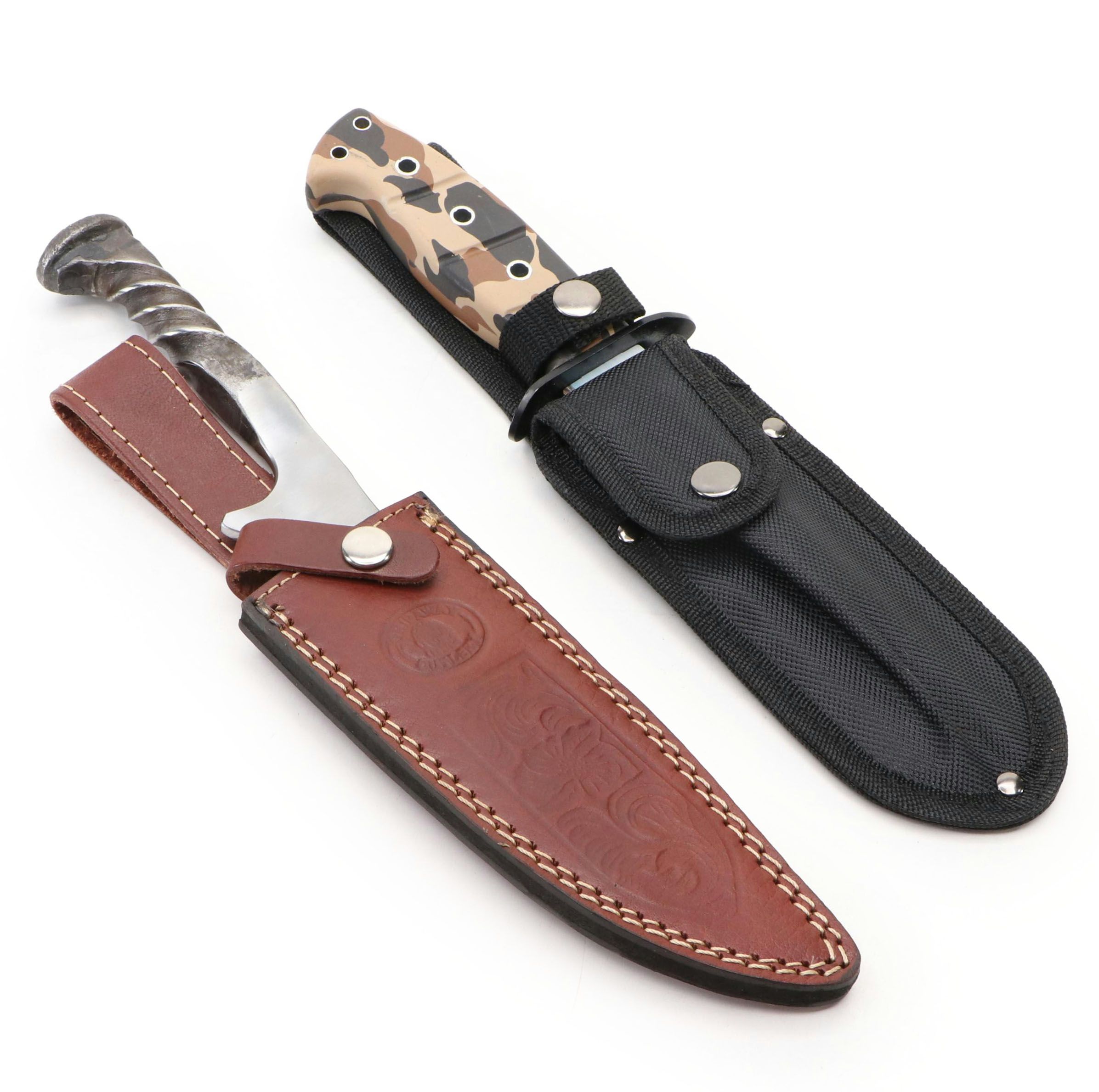 Metal Twisted Handled Knife with Iwo Jima Commemorative Knife