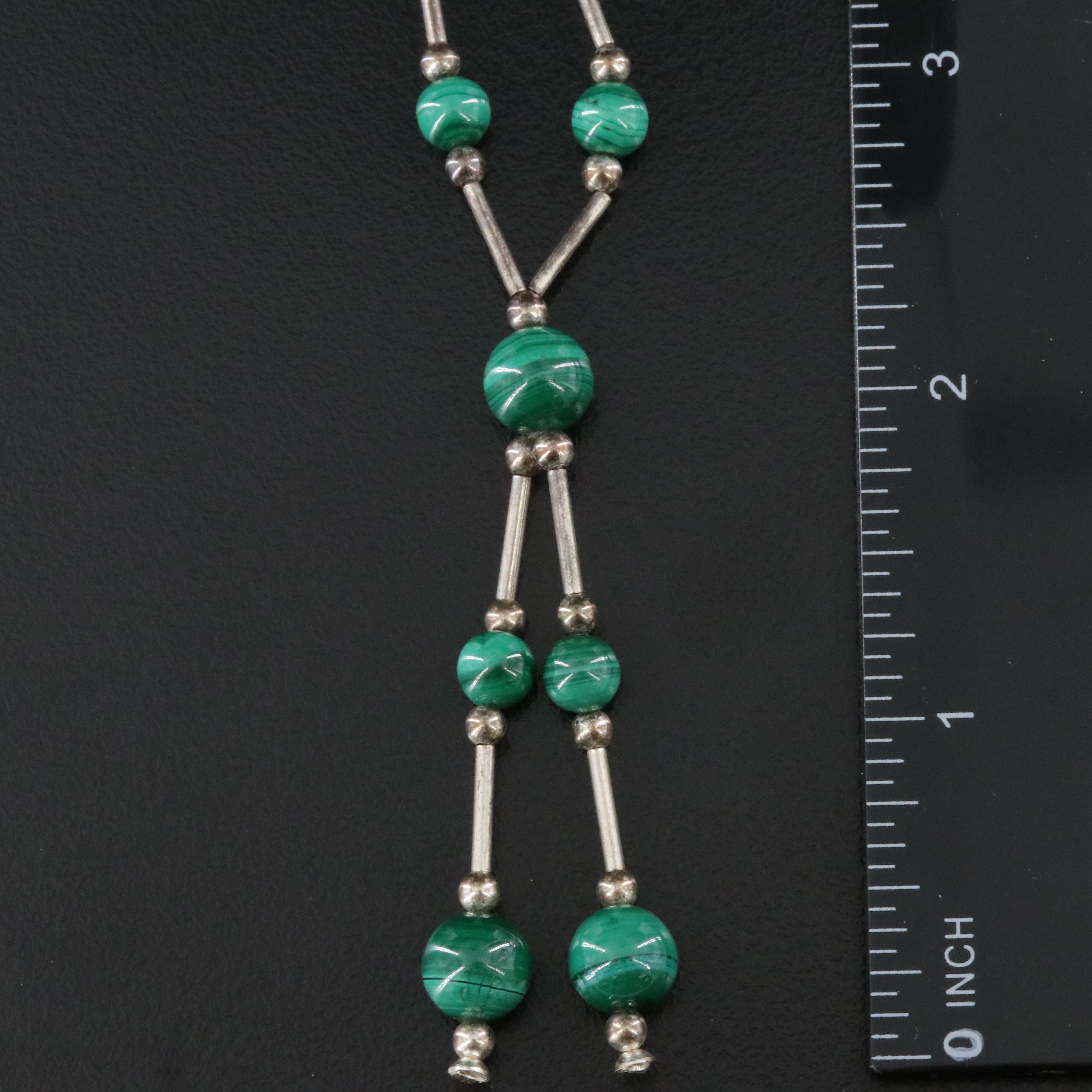 Southwestern Signed Sterling Malachite Necklaces and Bracelet