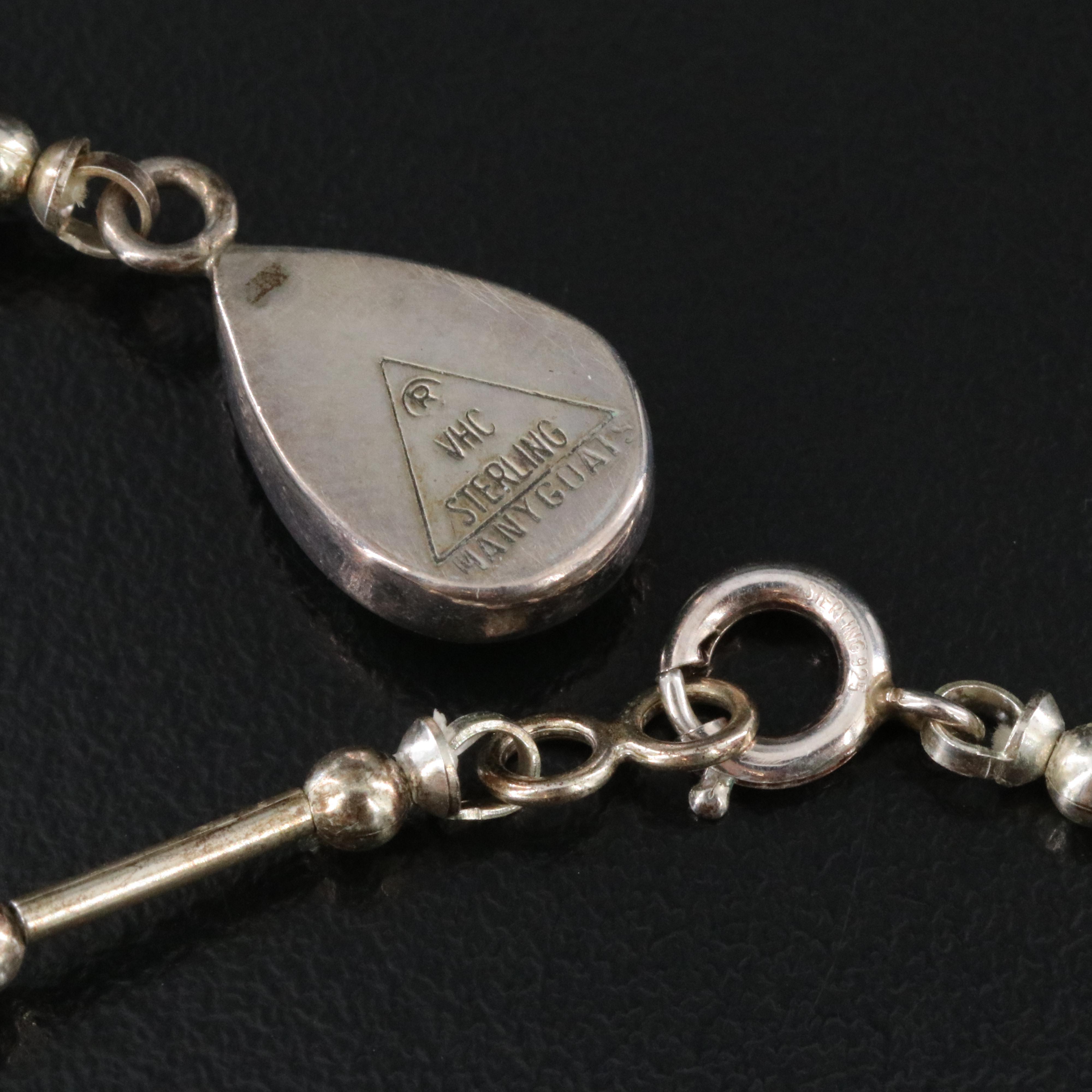 Southwestern Signed Sterling Malachite Necklaces and Bracelet